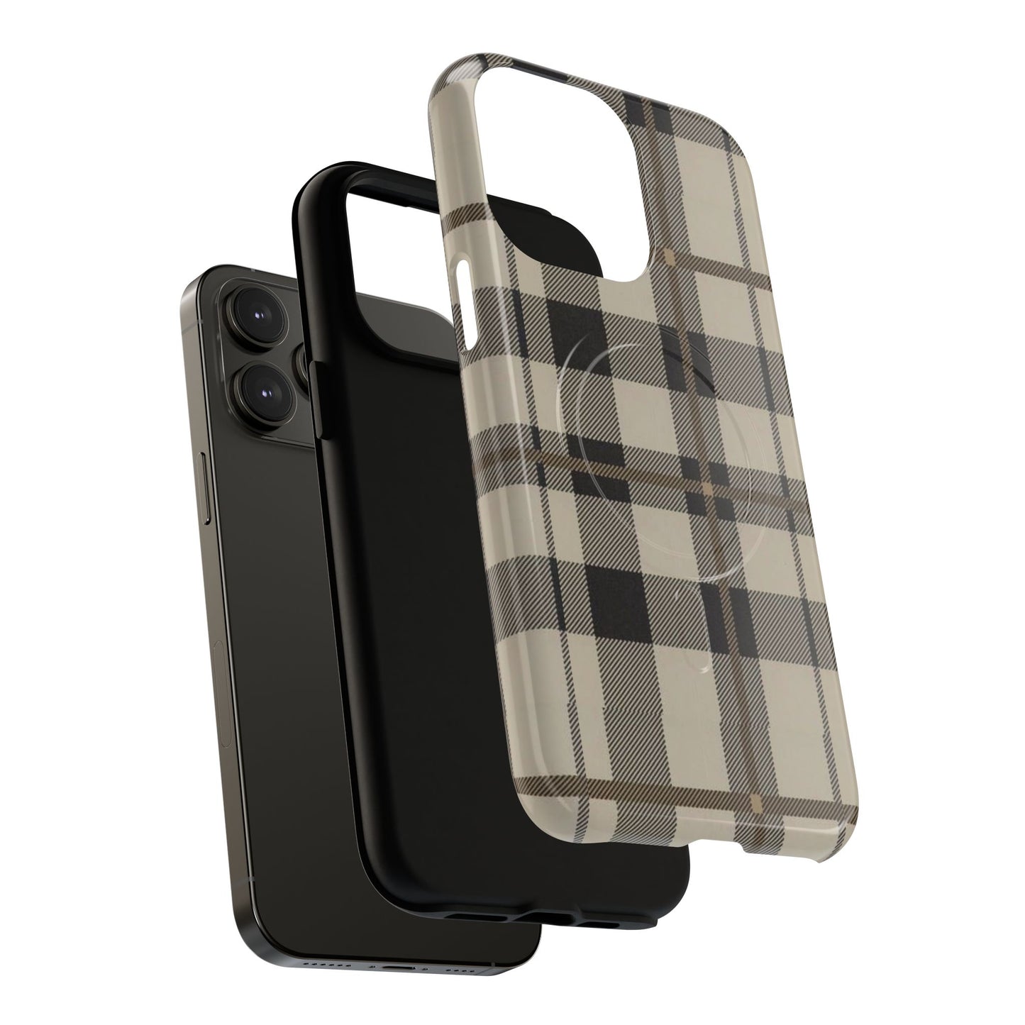 Neutral Plaid Phone Case Tough Magnetic Case | Beige Tartan Gift Idea