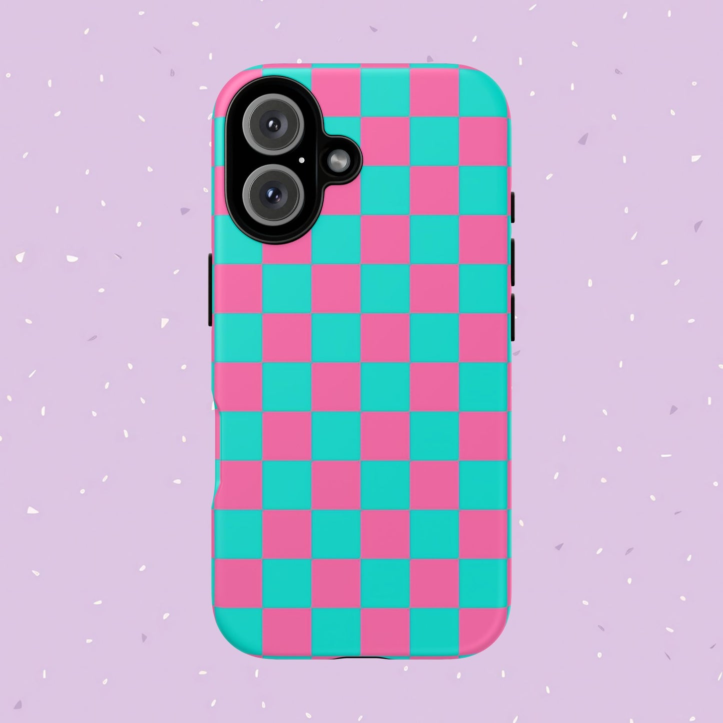 Hot Pink And Teal Checker Pattern Tough Case for iPhone, Galaxy Phones and Google Pixel