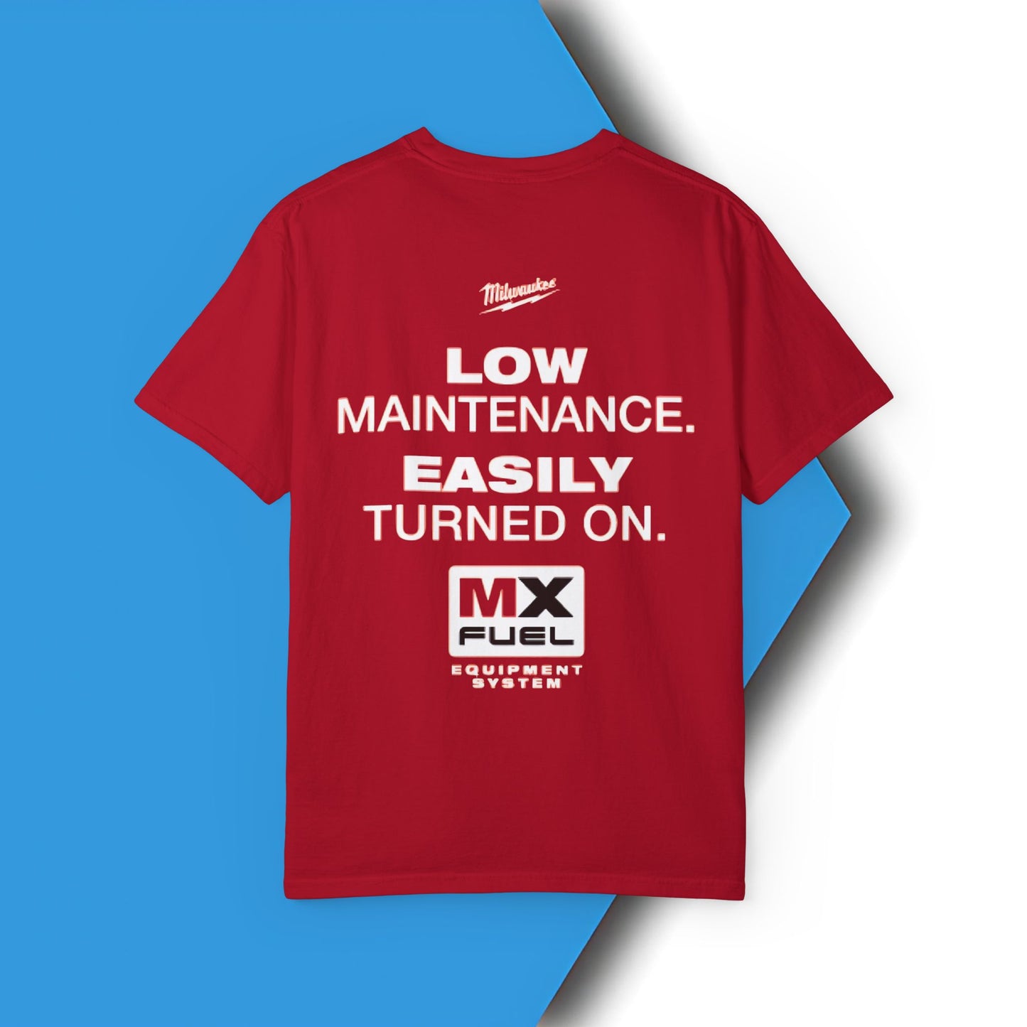 Milwaukee Tools Red Garment Dyed T-shirt "Low Maintenance Easily Turned On Tee"