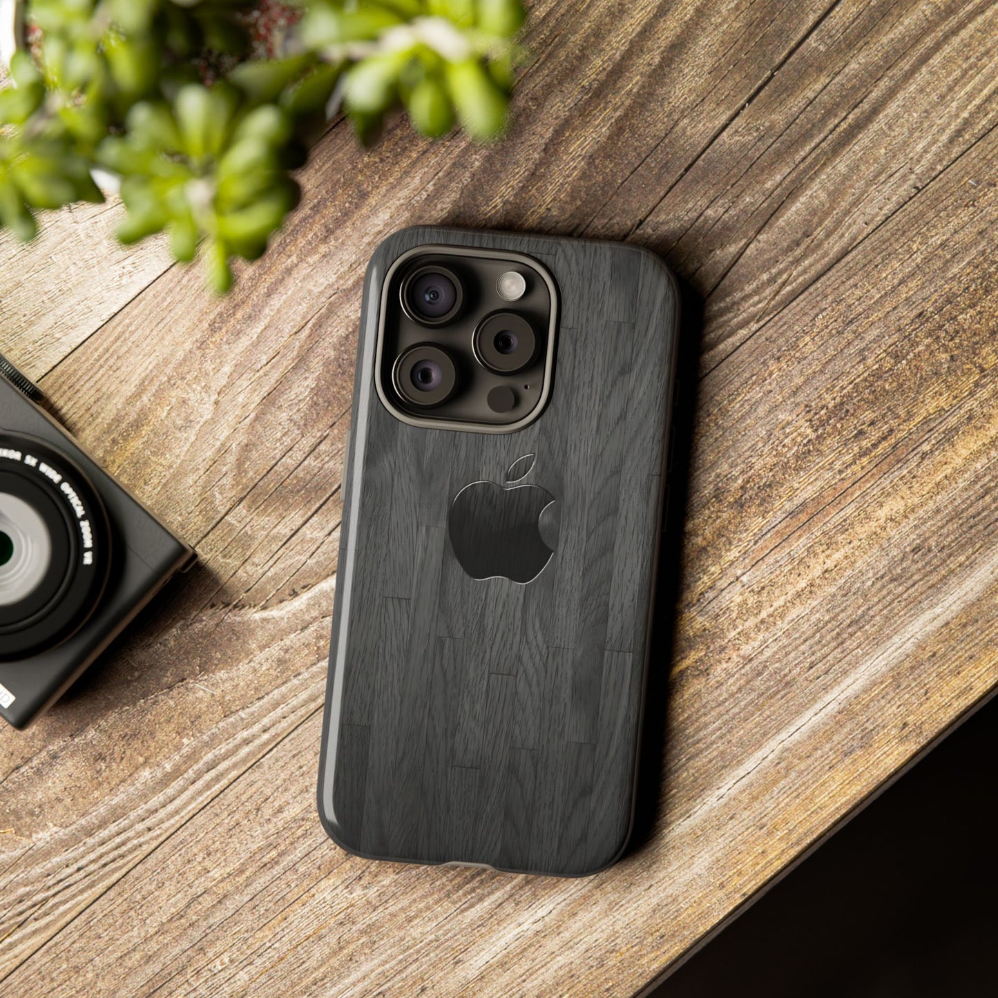 Tough Cases For iPhones, Gray Wood Color Rugged Phone Case