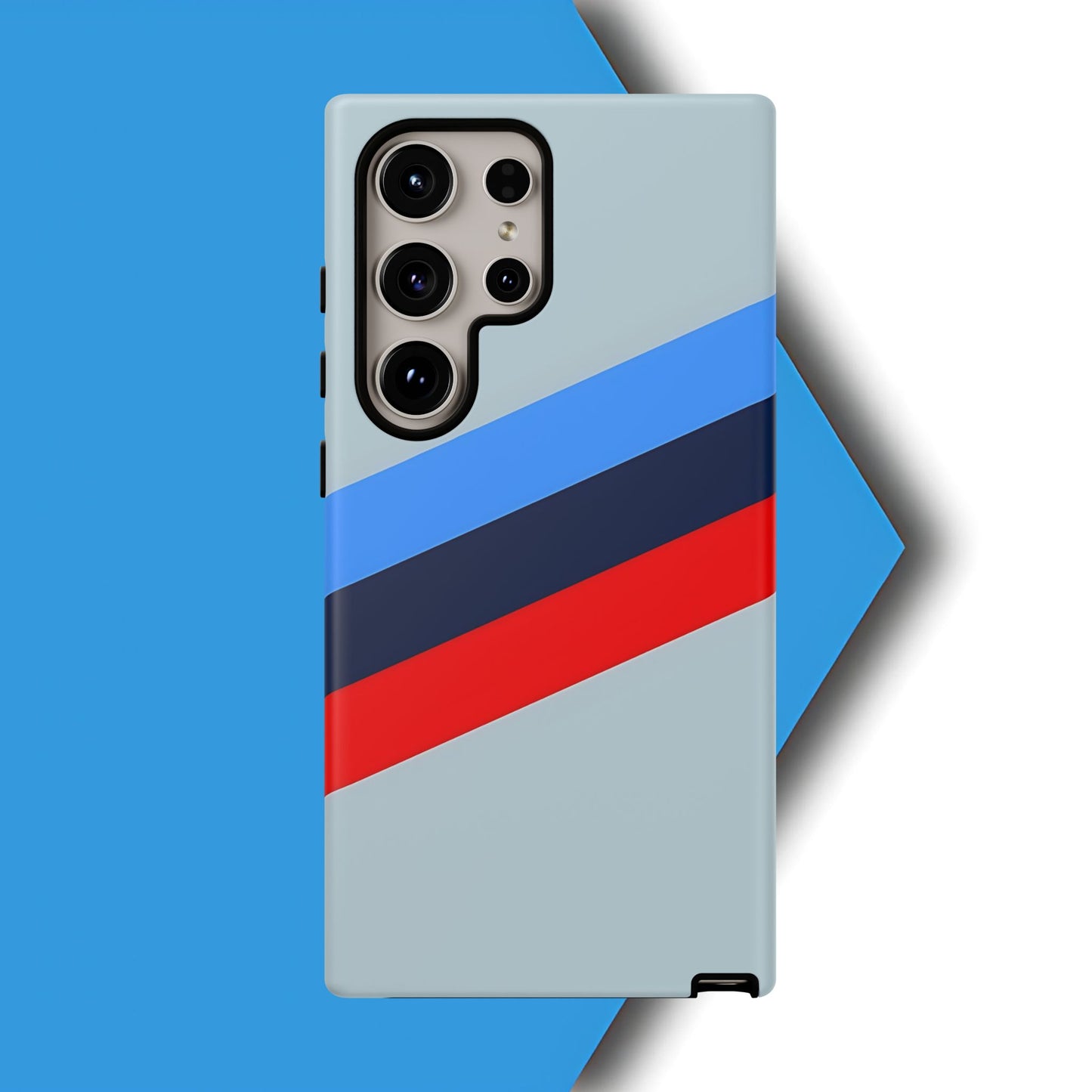 Gray Tough Case For iPhone, Samsung Galaxy and Google Pixel, Blue & Red Stripe