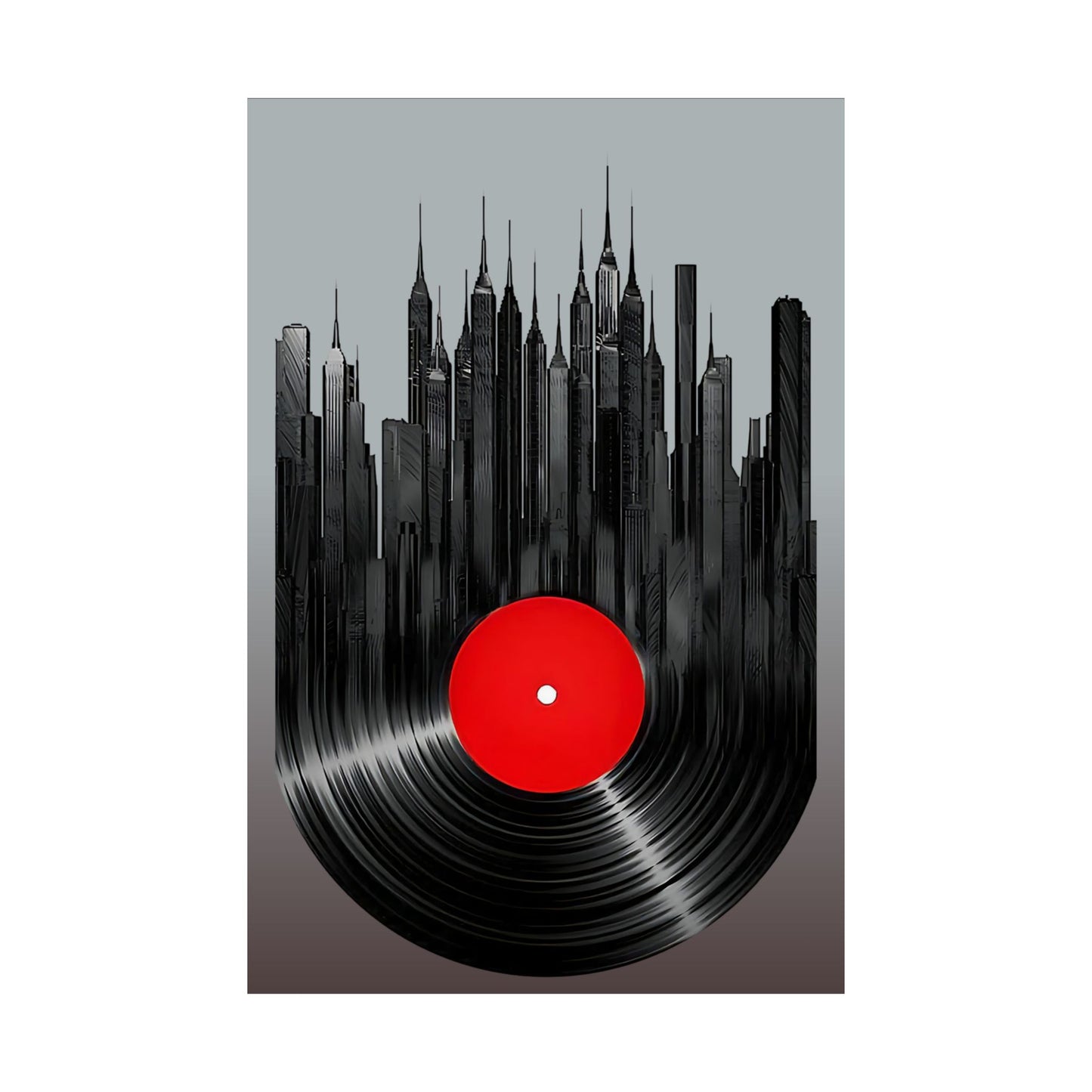 Vinyl Record Matte Vertical Posters Music Inspired Cityscape