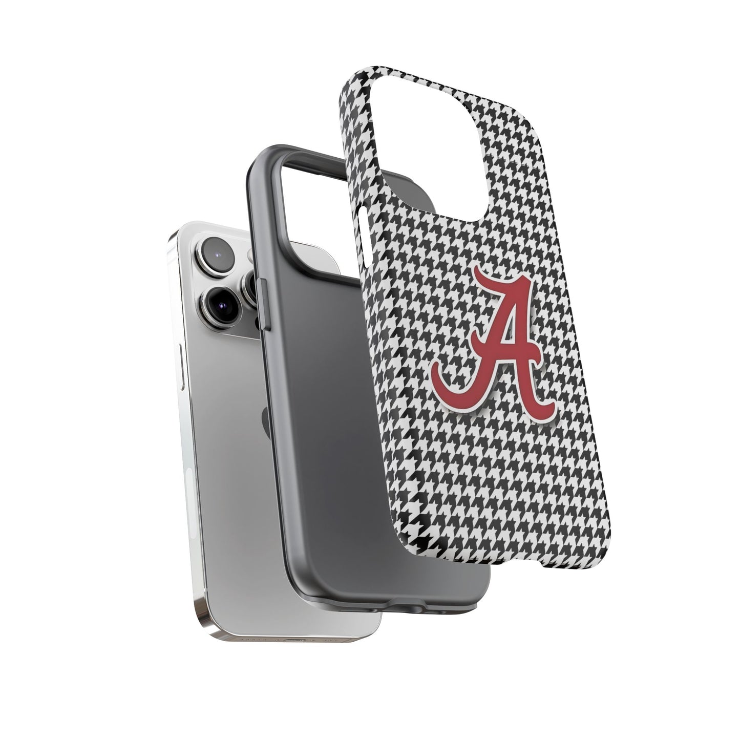 Alabama Houndstooth Phone Case, Tough Cases, College RTR Fan Gear, Initial A