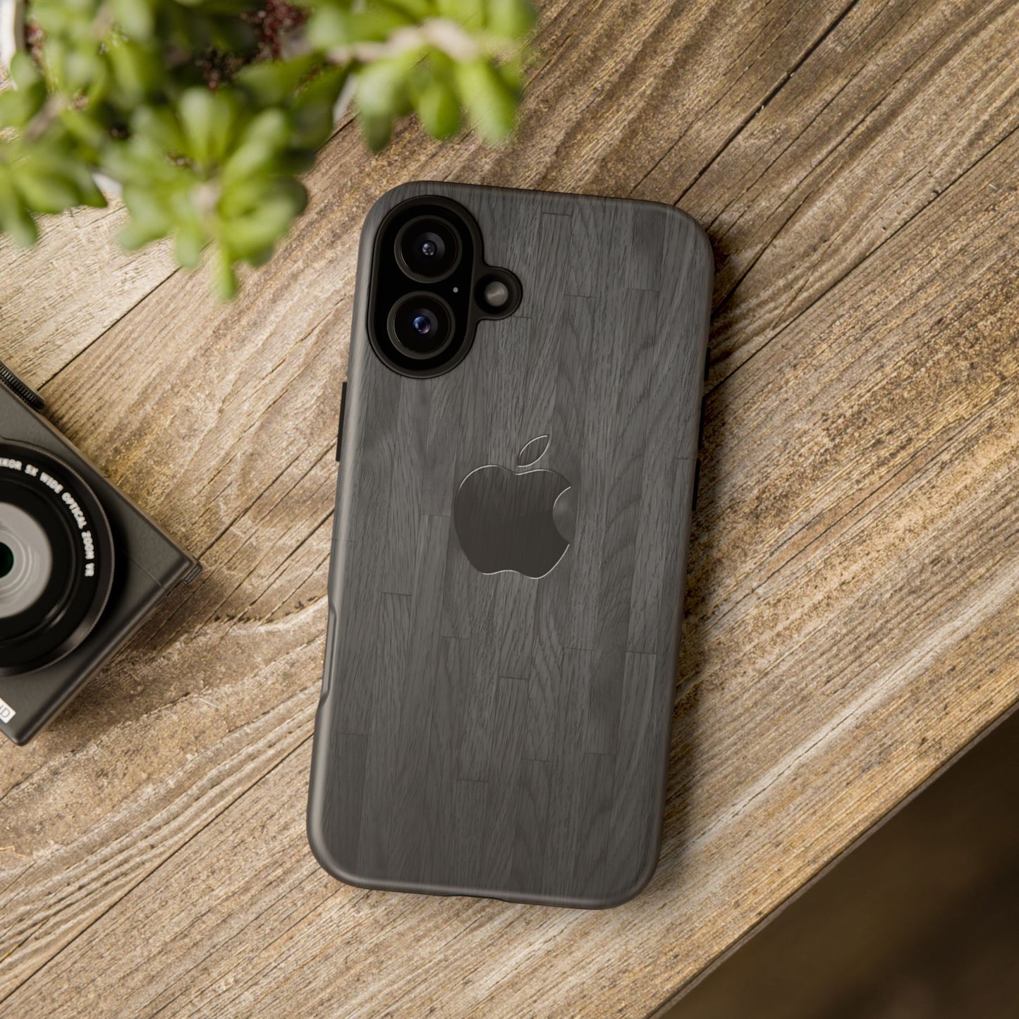 Tough Cases For iPhones, Gray Wood Color Rugged Phone Case