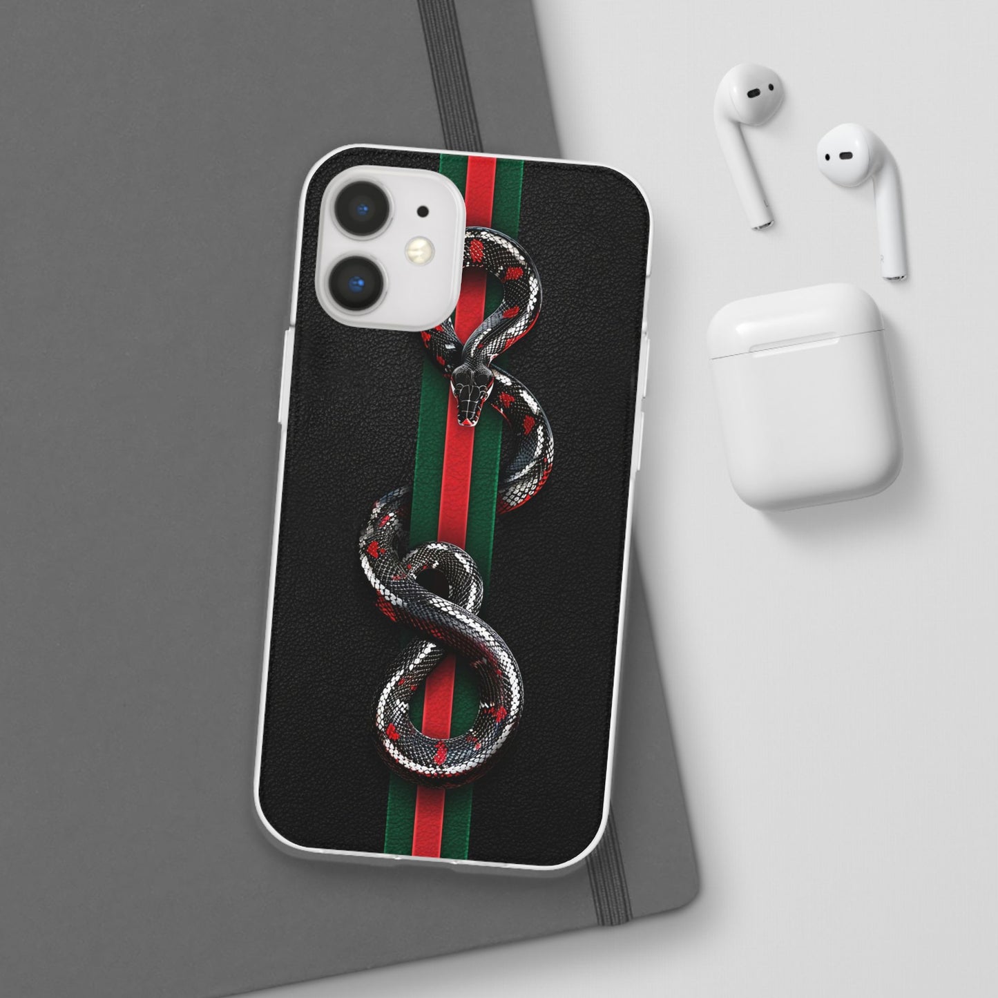 Green and Red Stripes Snake TPU Flexi Cases For iPhones And Samsung Galaxy