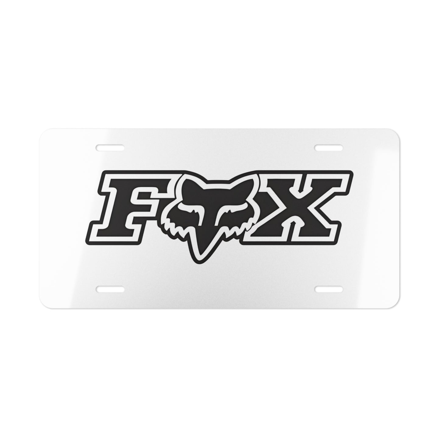 Fox Racing White Front Vanity License Plate, Motorsports Racing Inspired