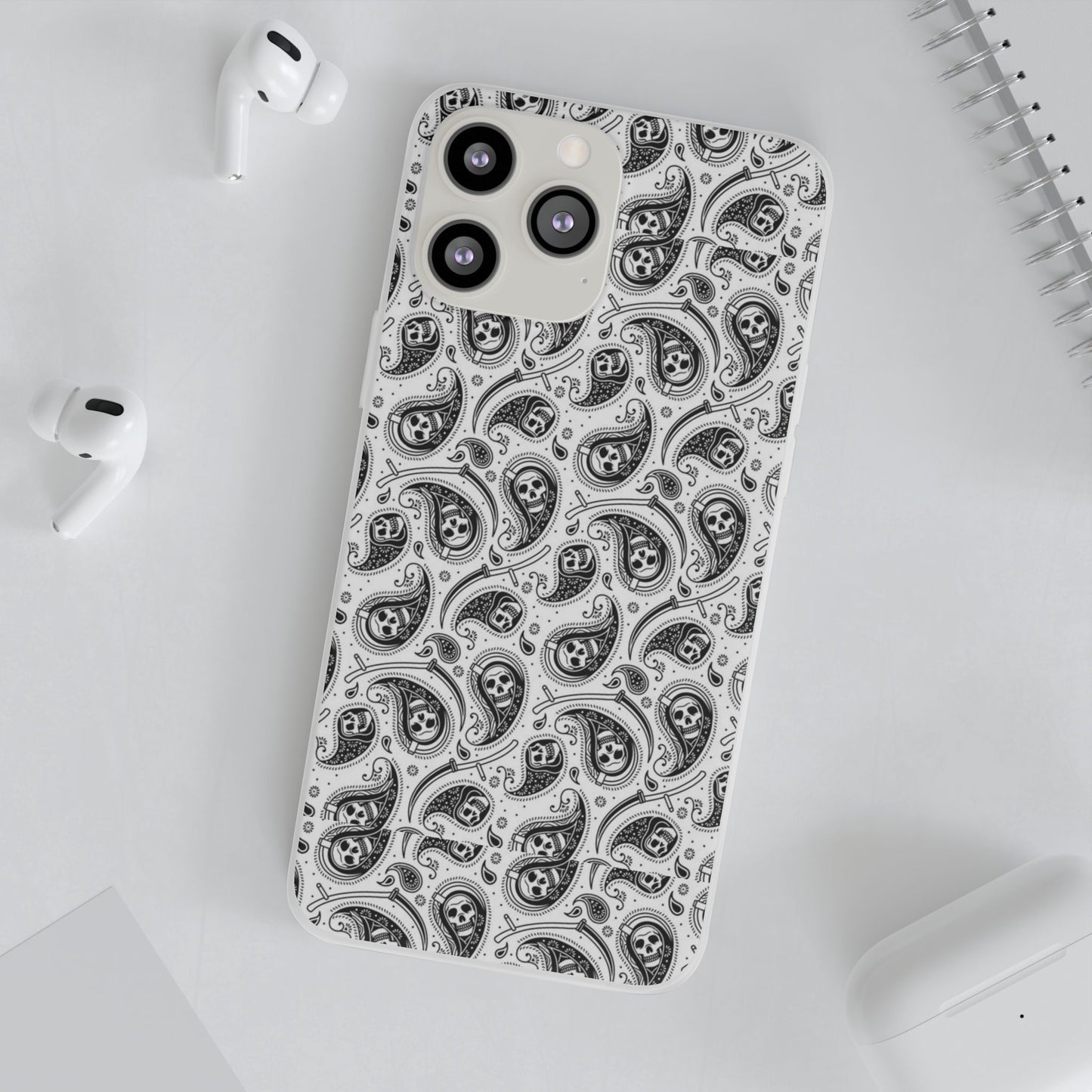 Skull Paisley Pattern Phone Case TPU Soft Flexi Case for iPhones