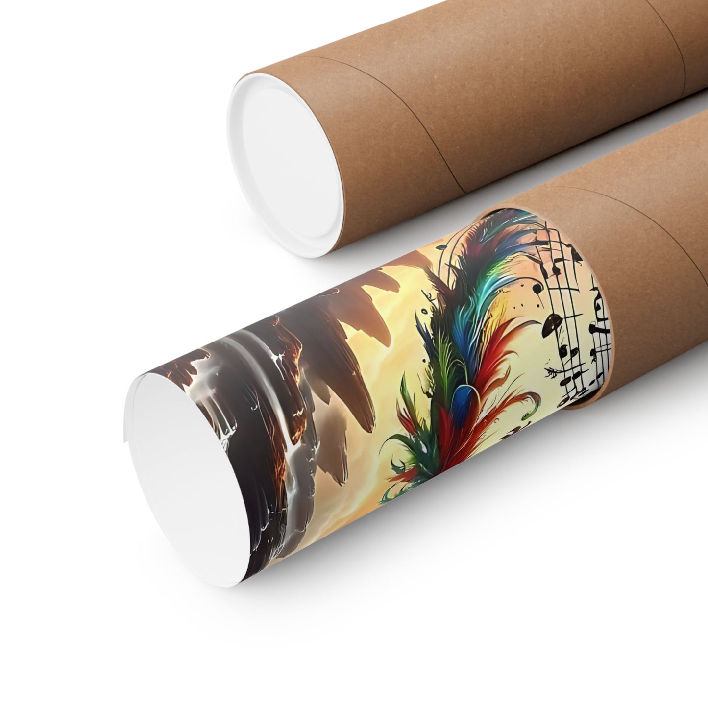 Dragon And Phoenix Ying And Yang Matte Vertical Posters Music Notes Design