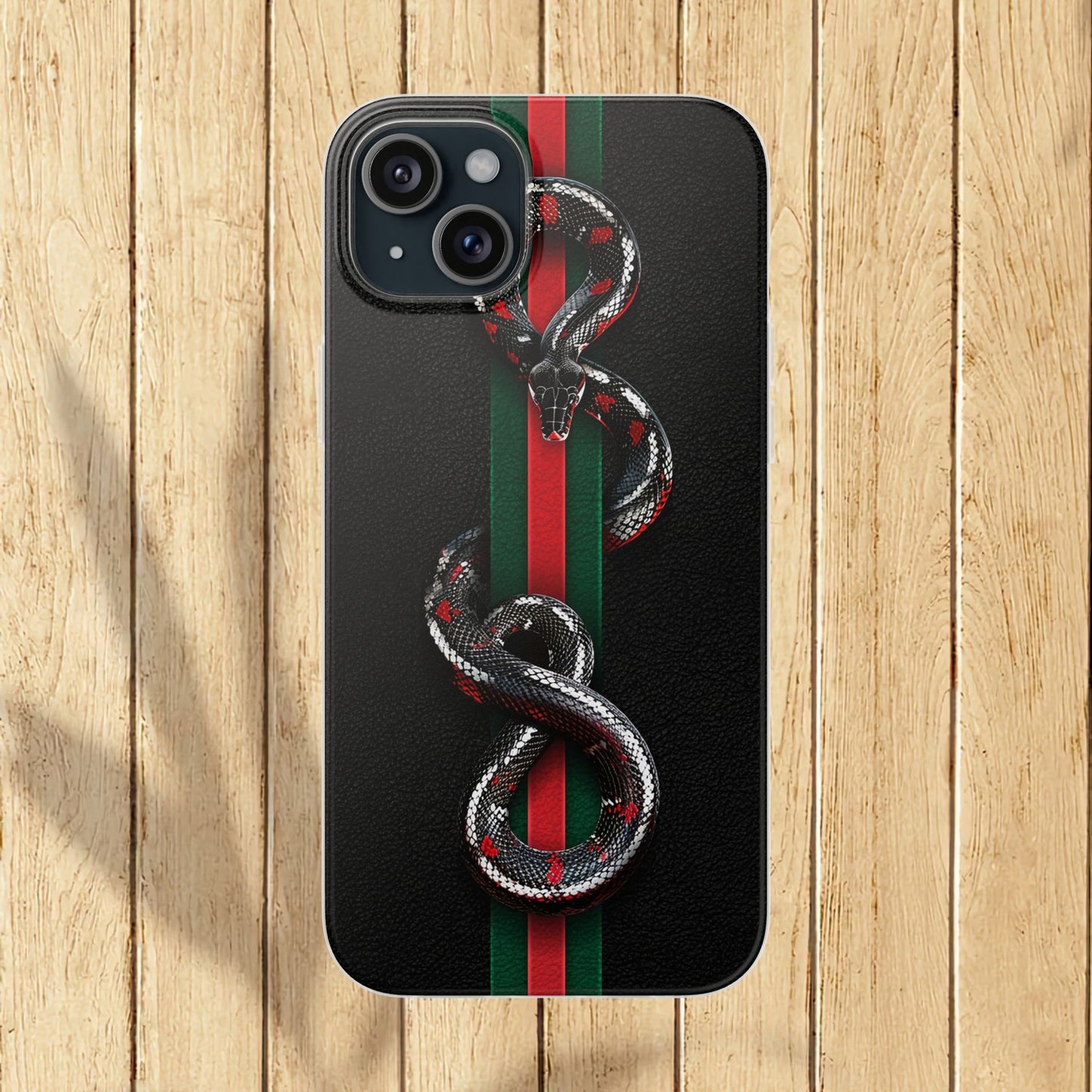Green and Red Stripes Snake TPU Flexi Cases For iPhones And Samsung Galaxy