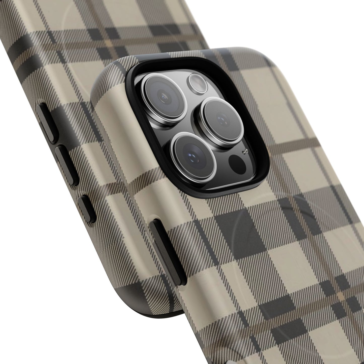 Neutral Plaid Phone Case Tough Magnetic Case | Beige Tartan Gift Idea