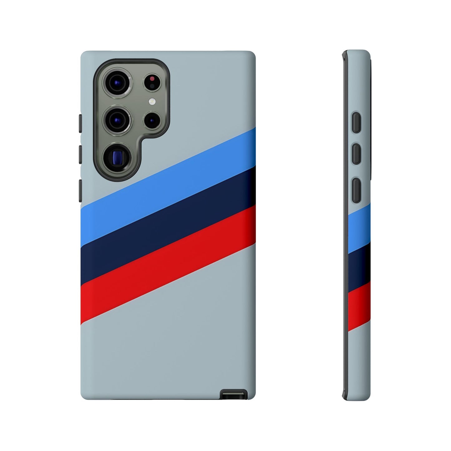 Gray Tough Case For iPhone, Samsung Galaxy and Google Pixel, Blue & Red Stripe