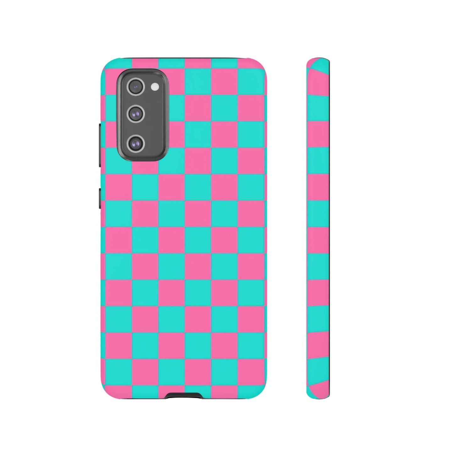 Hot Pink And Teal Checker Pattern Tough Case for iPhone, Galaxy Phones and Google Pixel
