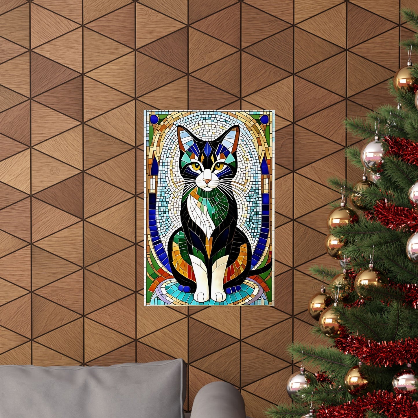 Mosaic Tile Cat Matte Vertical Posters Unique Wall Decor