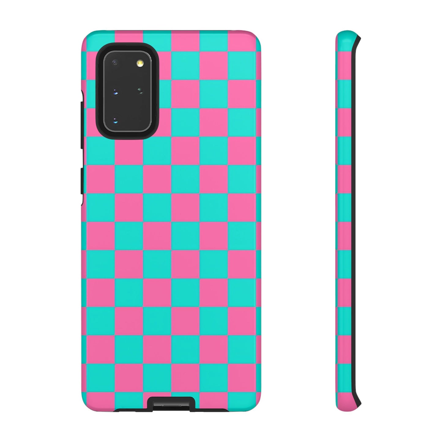 Hot Pink And Teal Checker Pattern Tough Case for iPhone, Galaxy Phones and Google Pixel