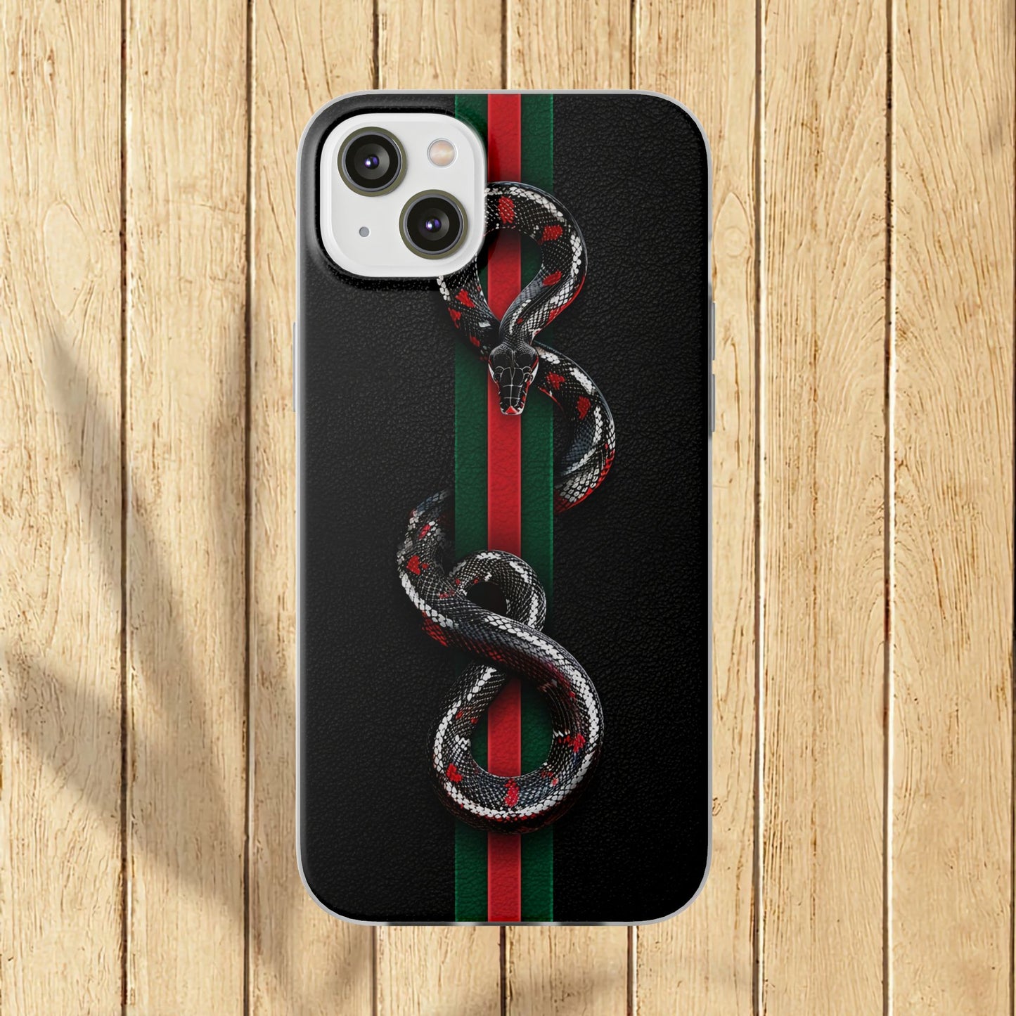 Green and Red Stripes Snake TPU Flexi Cases For iPhones And Samsung Galaxy