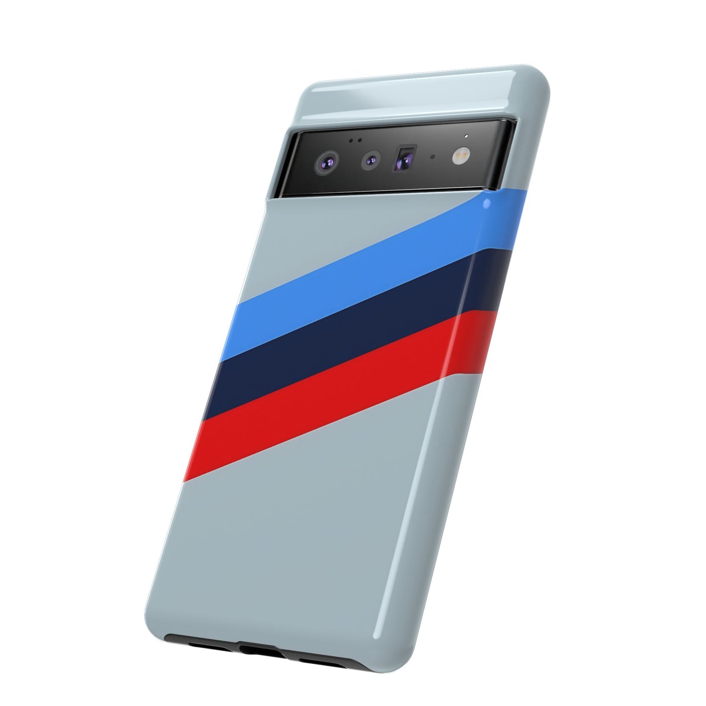 Gray Tough Case For iPhone, Samsung Galaxy and Google Pixel, Blue & Red Stripe