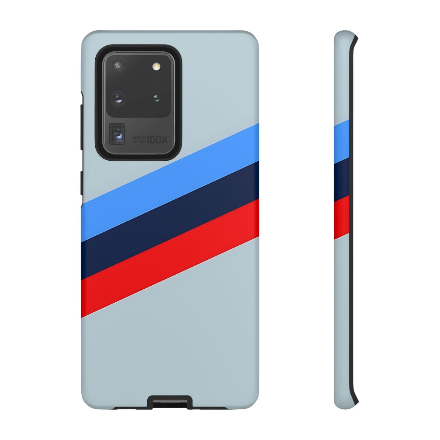 Gray Tough Case For iPhone, Samsung Galaxy and Google Pixel, Blue & Red Stripe