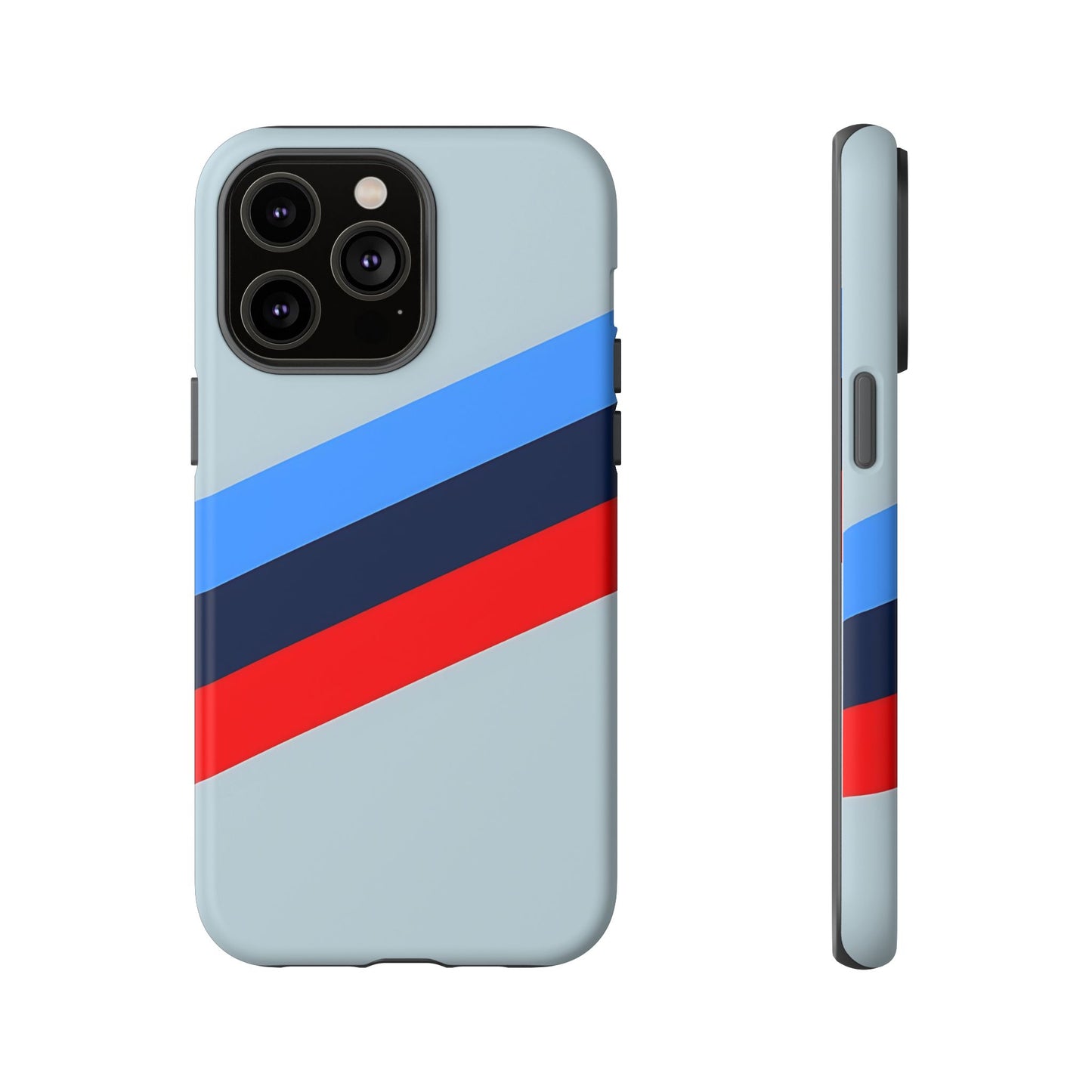 Gray Tough Case For iPhone, Samsung Galaxy and Google Pixel, Blue & Red Stripe