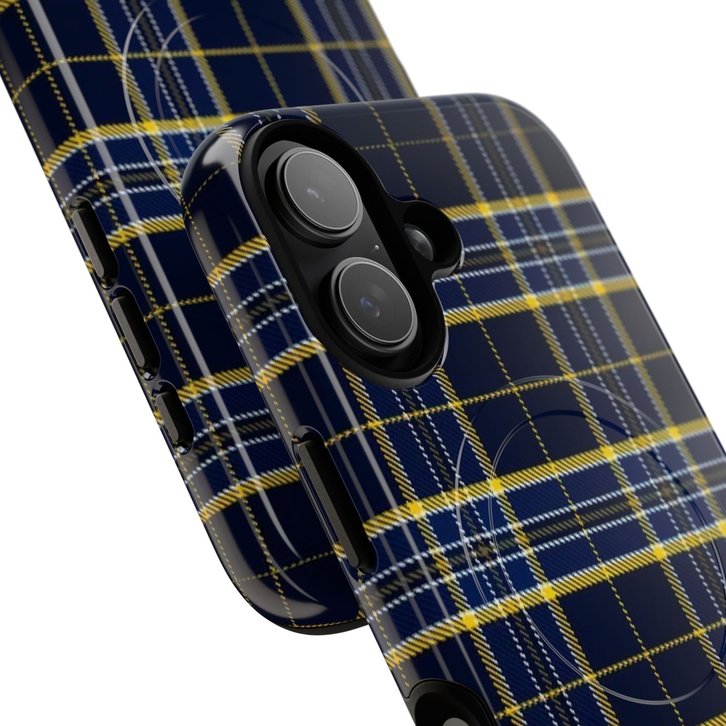 Navy Yellow Plaid Phone Case Tough Magnetic Case | Plaid iPhone Cover