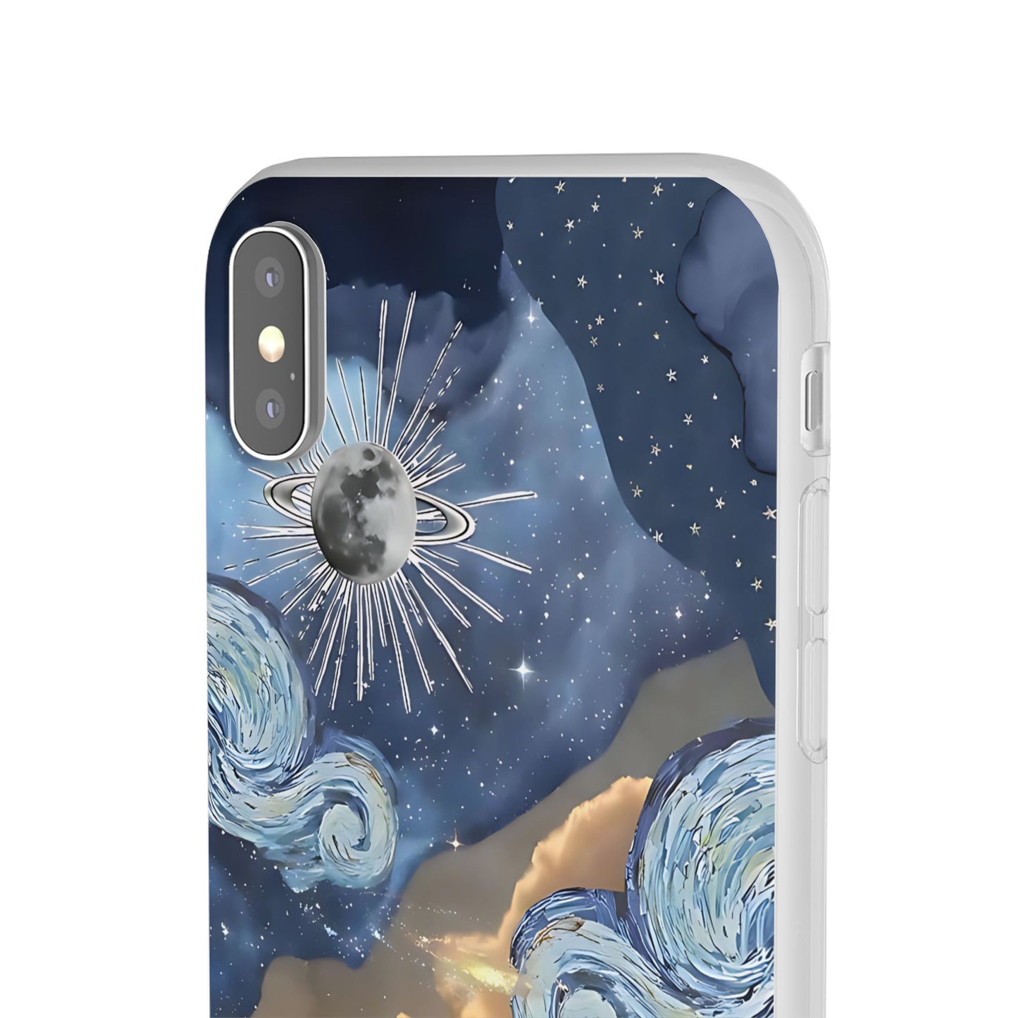 Celestial Flexi Case, Boho Phone Cover, Galaxy Protection, Starry Night Design,