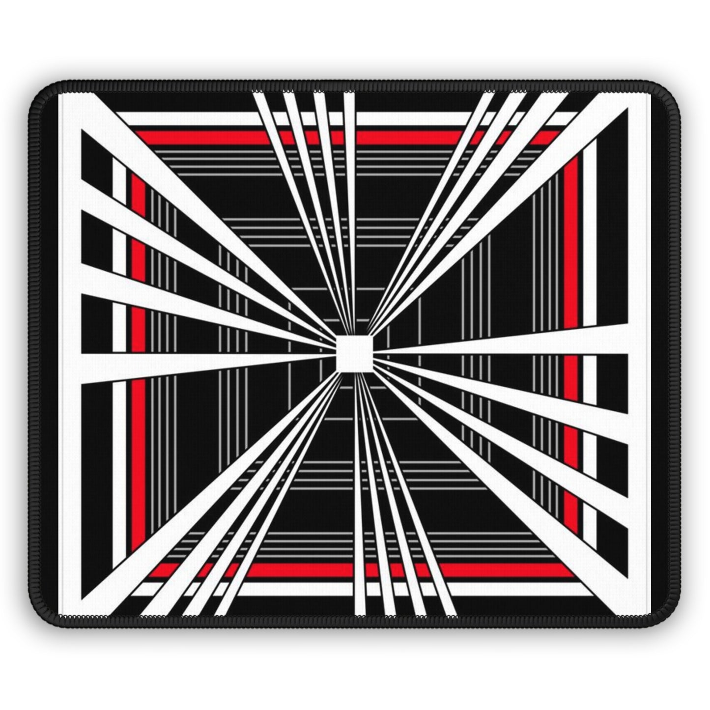 Tesla Plaid Gaming Mouse Pad — Geometric Optical Illusion Design (Black, White & Red)