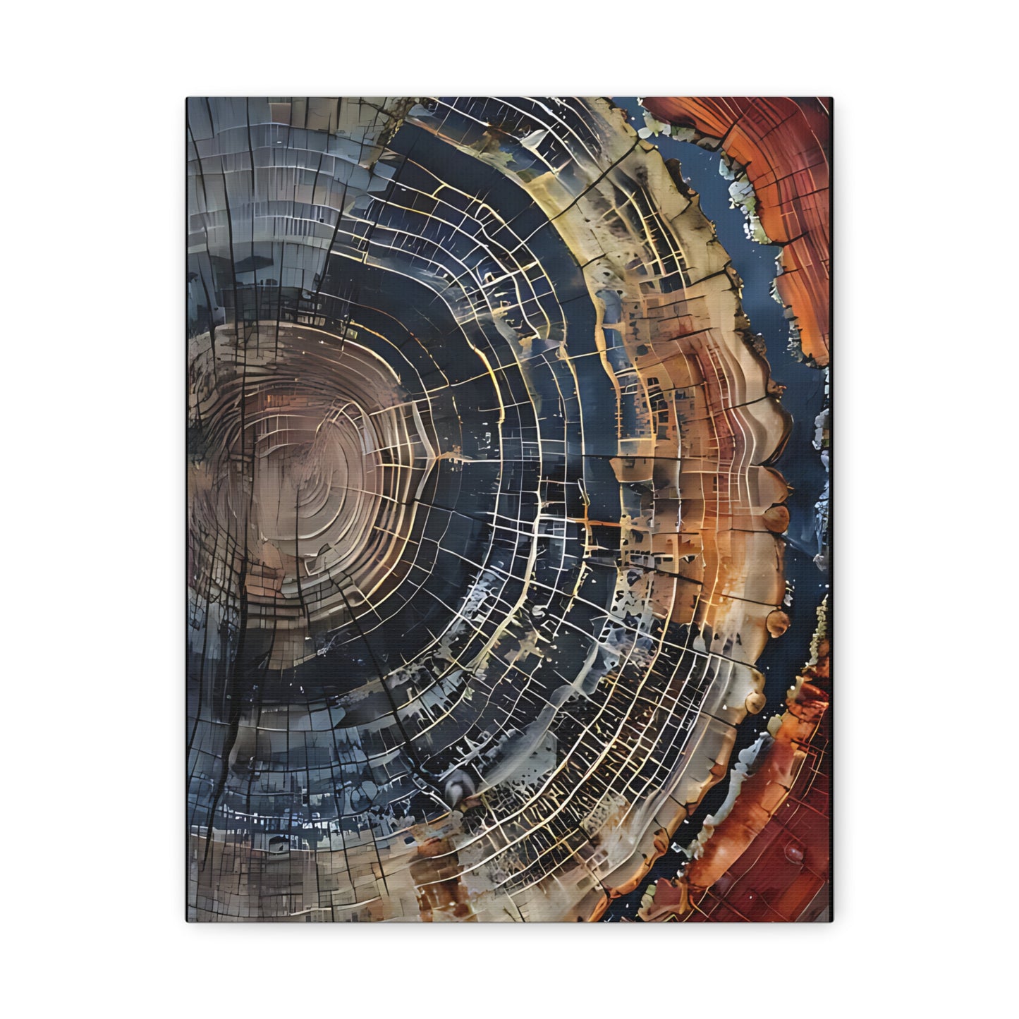 Canvas Print, Tree Ring Wall Art, Modern Farmhouse Decor, Abstract Colorful