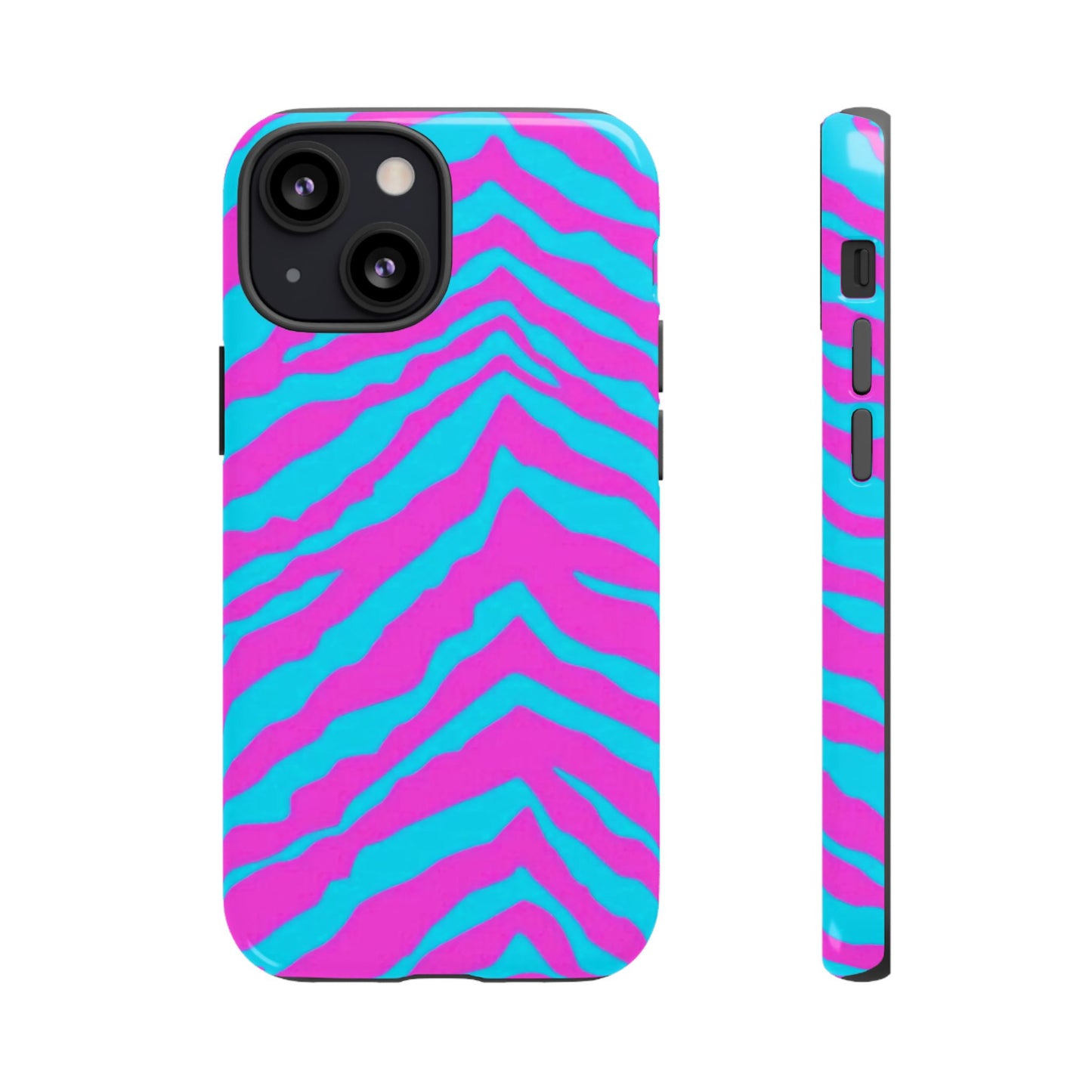 Animal Print Hot Pink And Teal Tough Case for iPhone, Galaxy and Google Pixel