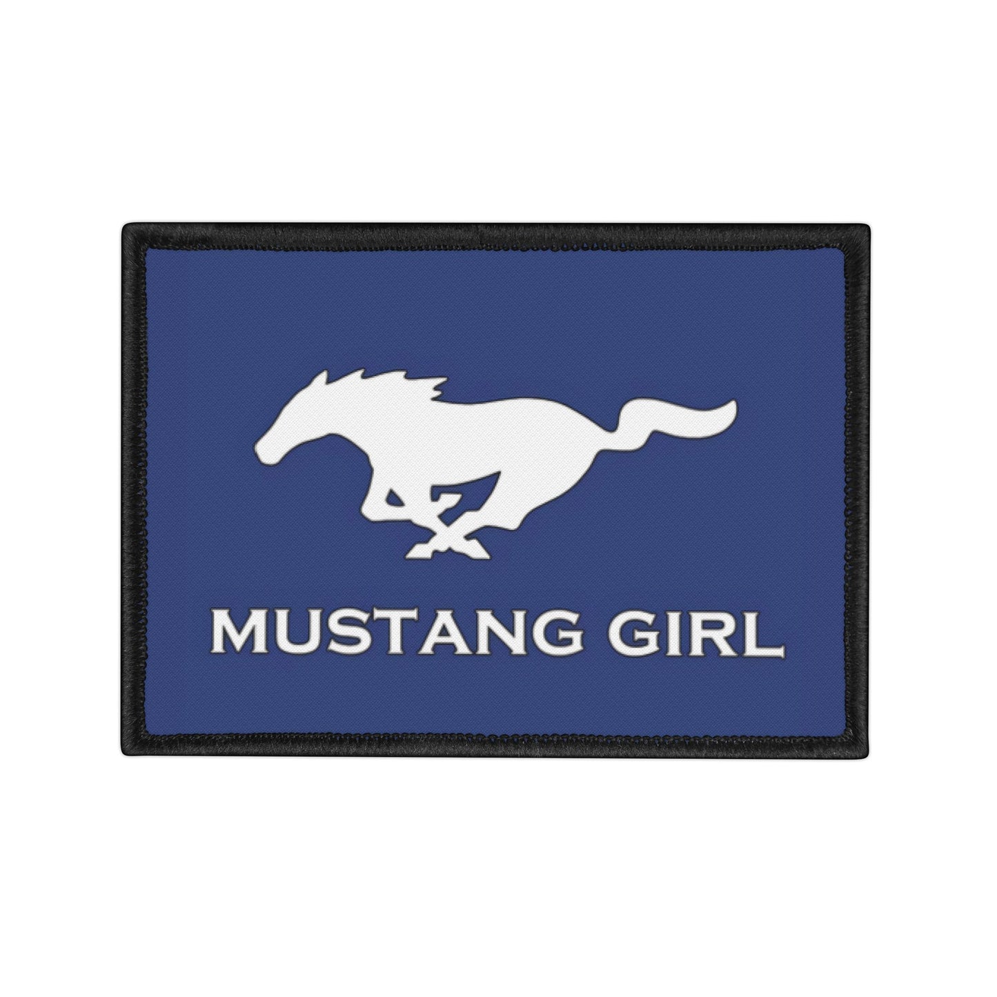 Mustang Girl Blue Iron-On Patches,  Motorsports Ford Owner Accent