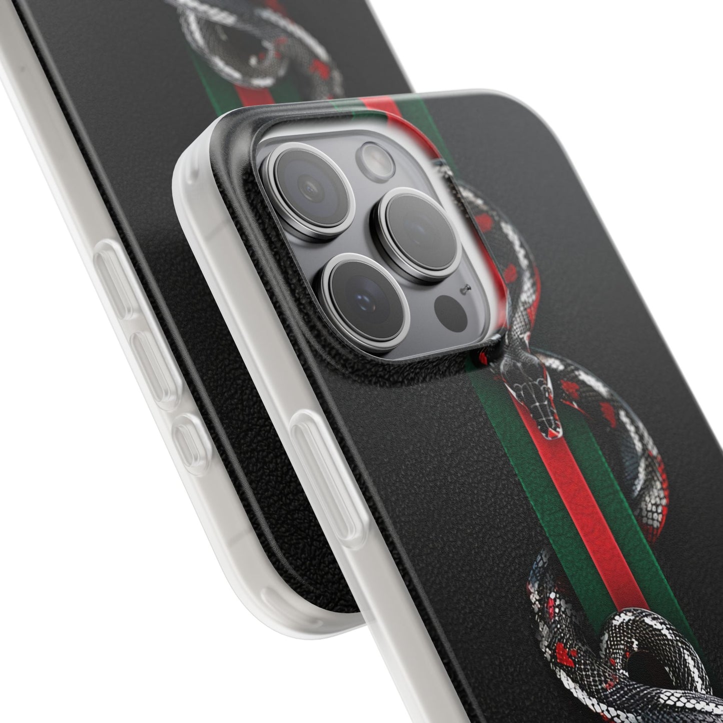 Green and Red Stripes Snake TPU Flexi Cases For iPhones And Samsung Galaxy