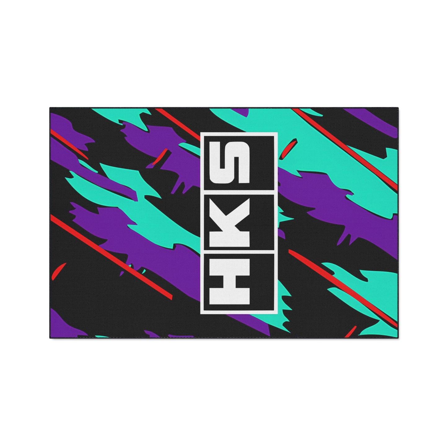 HKS Retro Camo Floor Mat | Teal Purple Racing Logo, 1990s JDM CAR Design