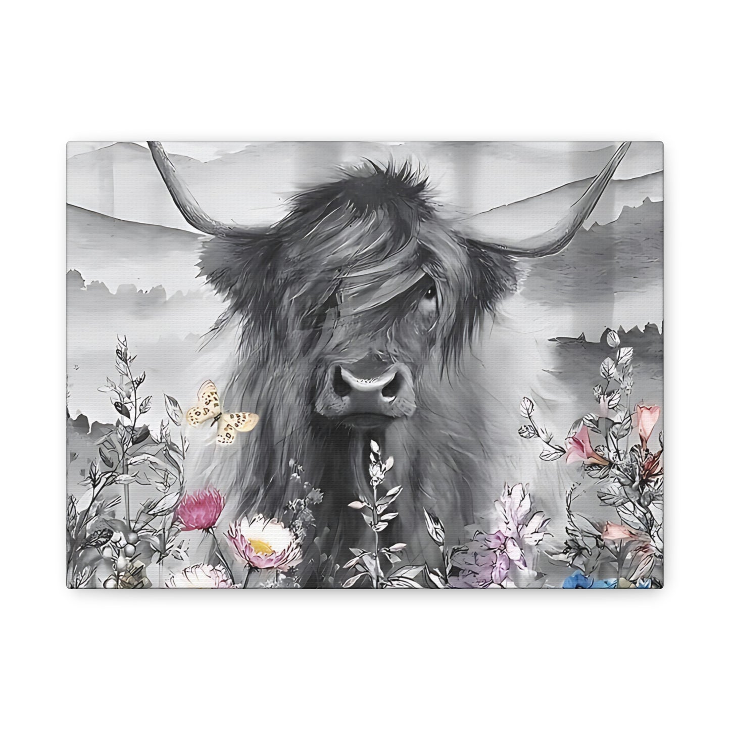 Canvas Poster, Scottish Highland Cow Vertical Wall Art, Housewarming Gift, Home