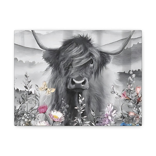 Canvas Poster, Scottish Highland Cow Vertical Wall Art, Housewarming Gift, Home