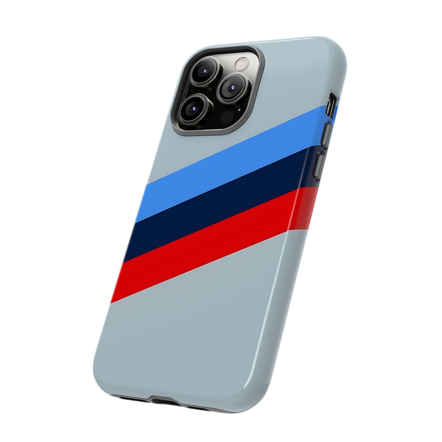 Gray Tough Case For iPhone, Samsung Galaxy and Google Pixel, Blue & Red Stripe