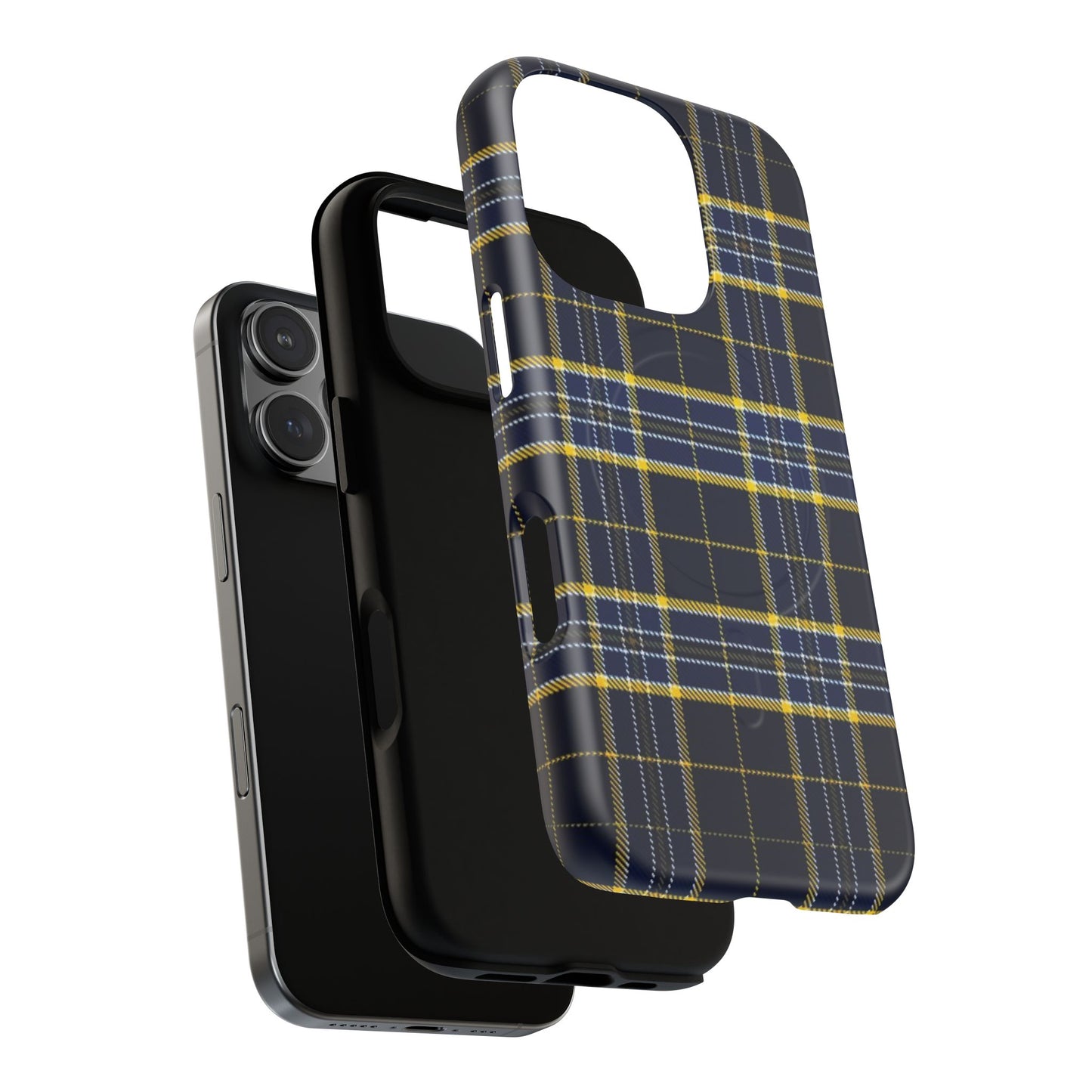 Navy Yellow Plaid Phone Case Tough Magnetic Case | Plaid iPhone Cover