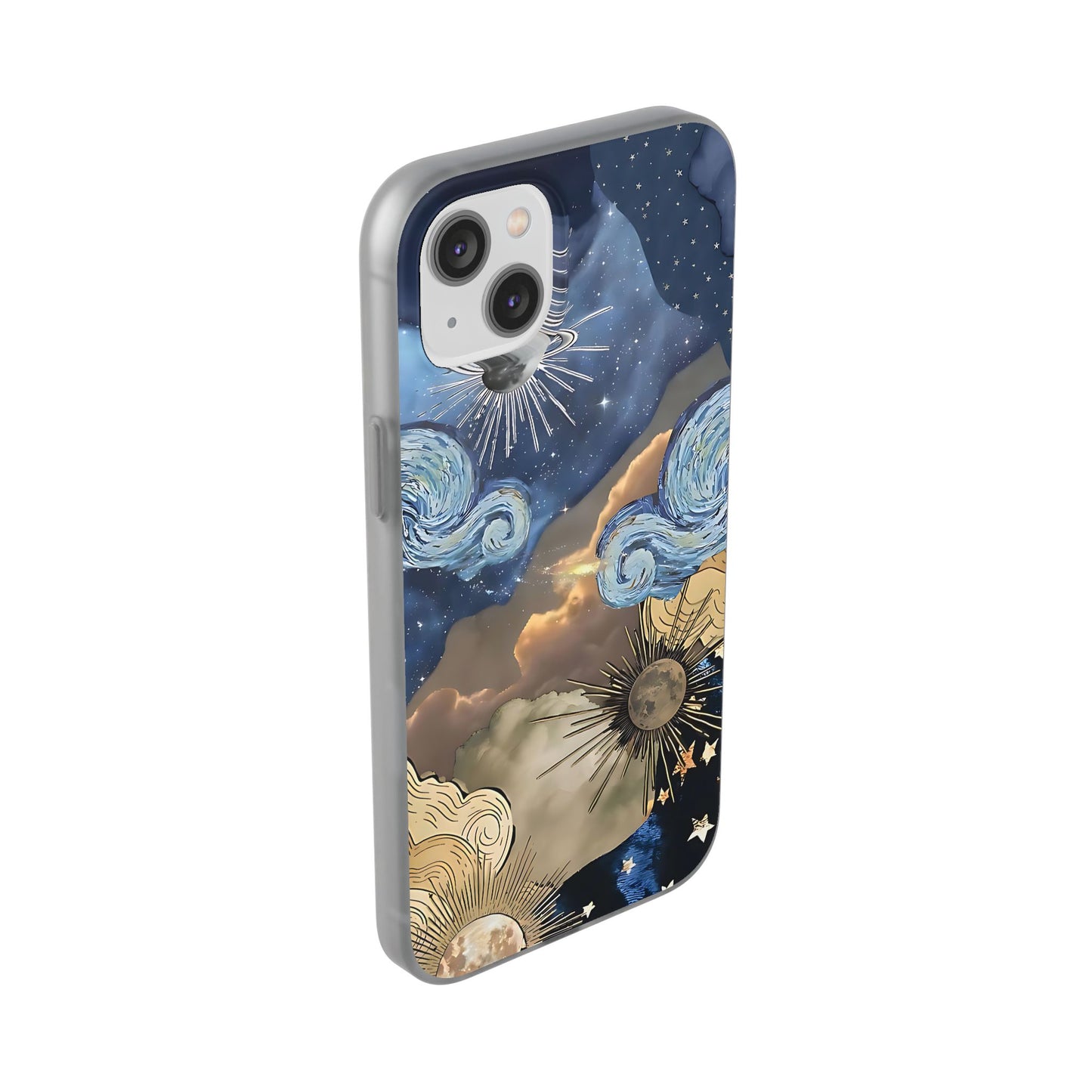 Celestial Flexi Case, Boho Phone Cover, Galaxy Protection, Starry Night Design,