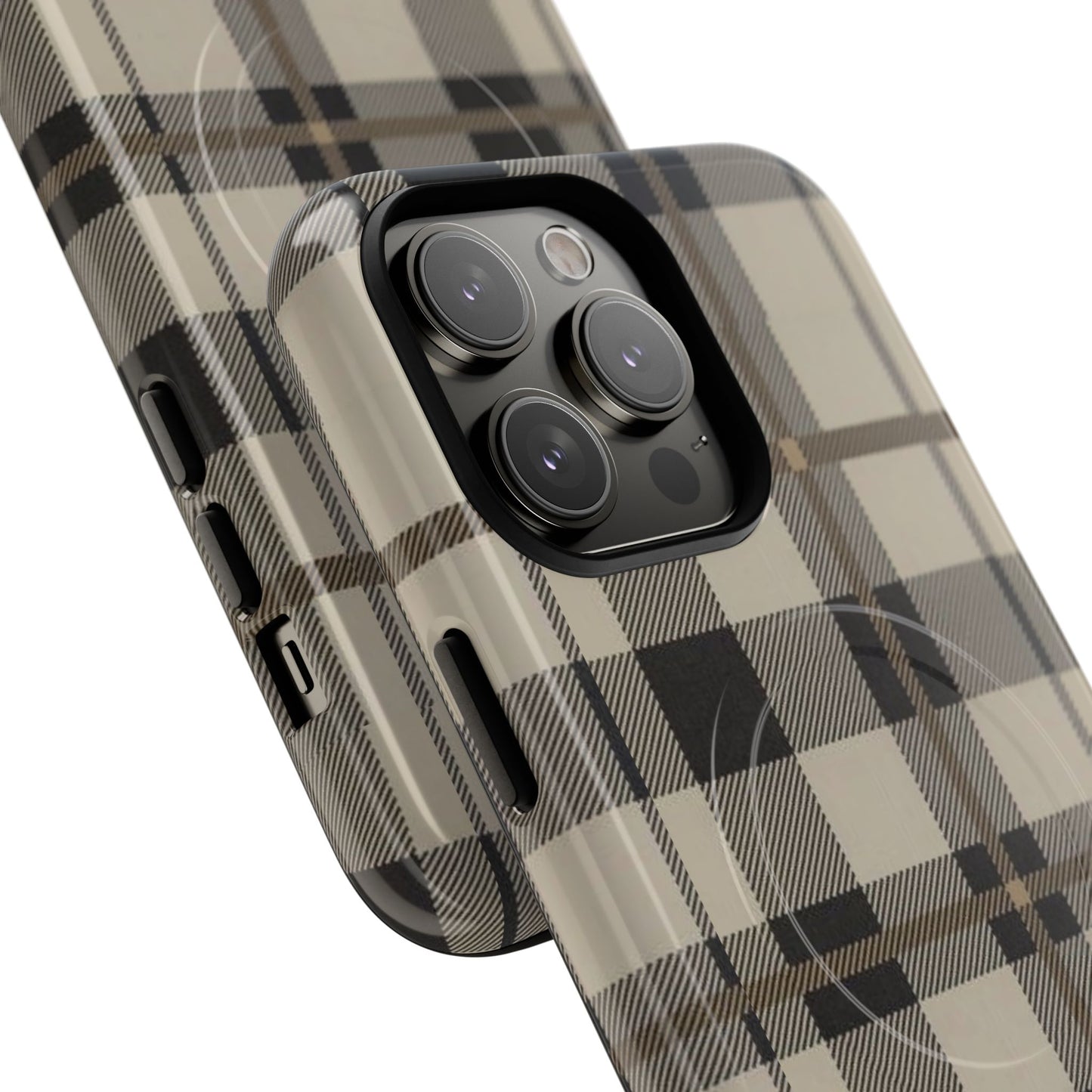 Neutral Plaid Phone Case Tough Magnetic Case | Beige Tartan Gift Idea