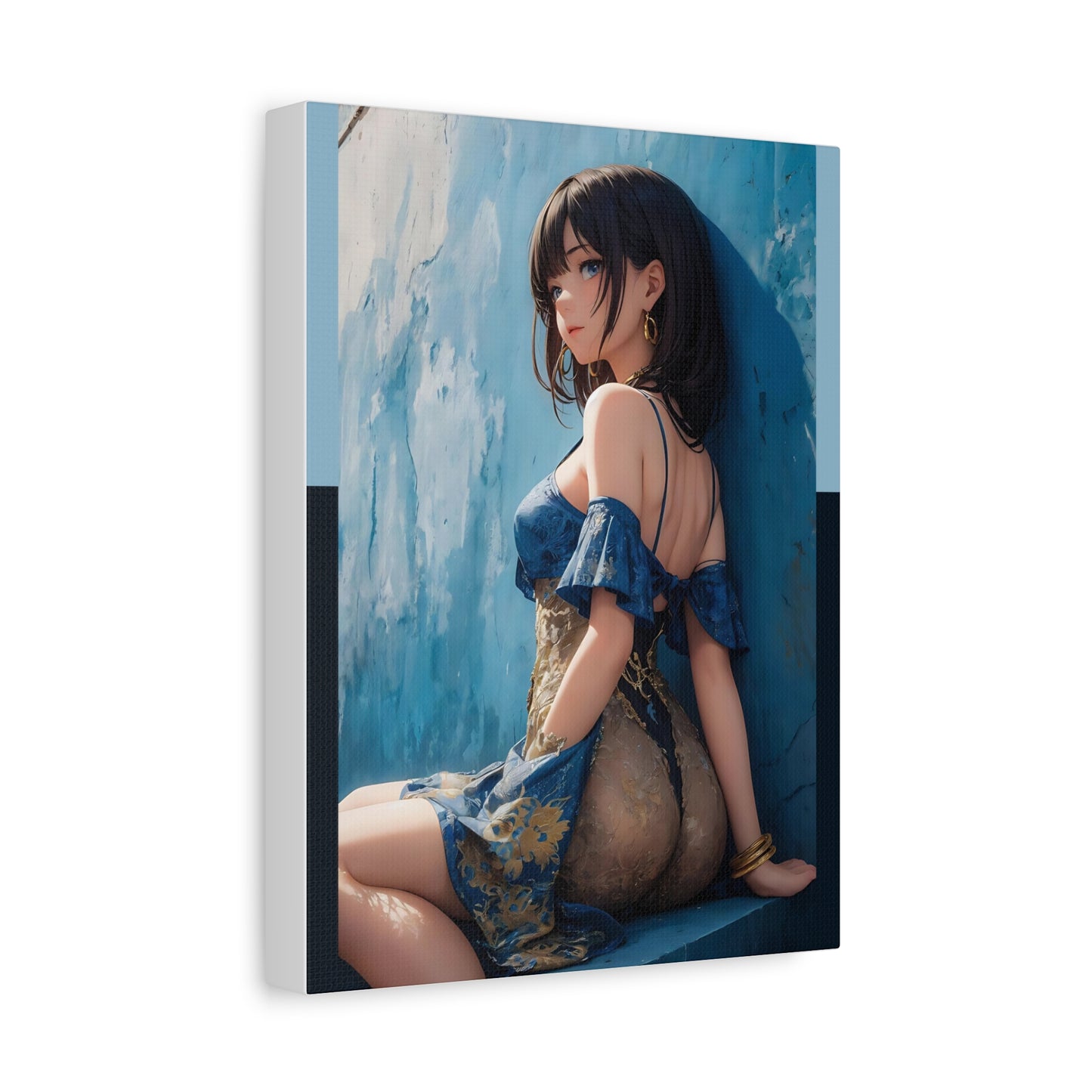 Anime Girl Beachside Matte Canvas Print — Stretched 1.25"