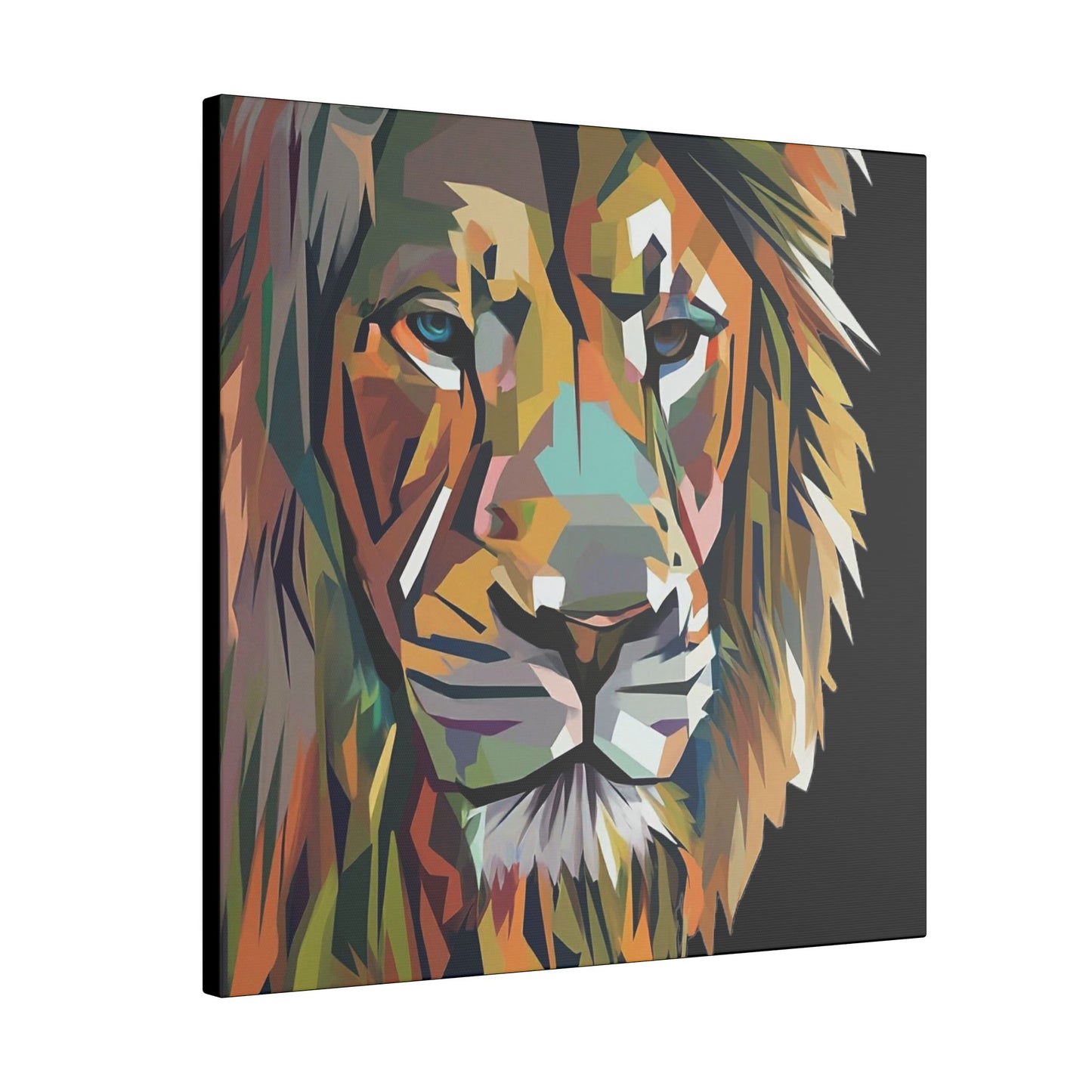 Geometric Lion Face Matte Canvas Print, Custom Wall Decor