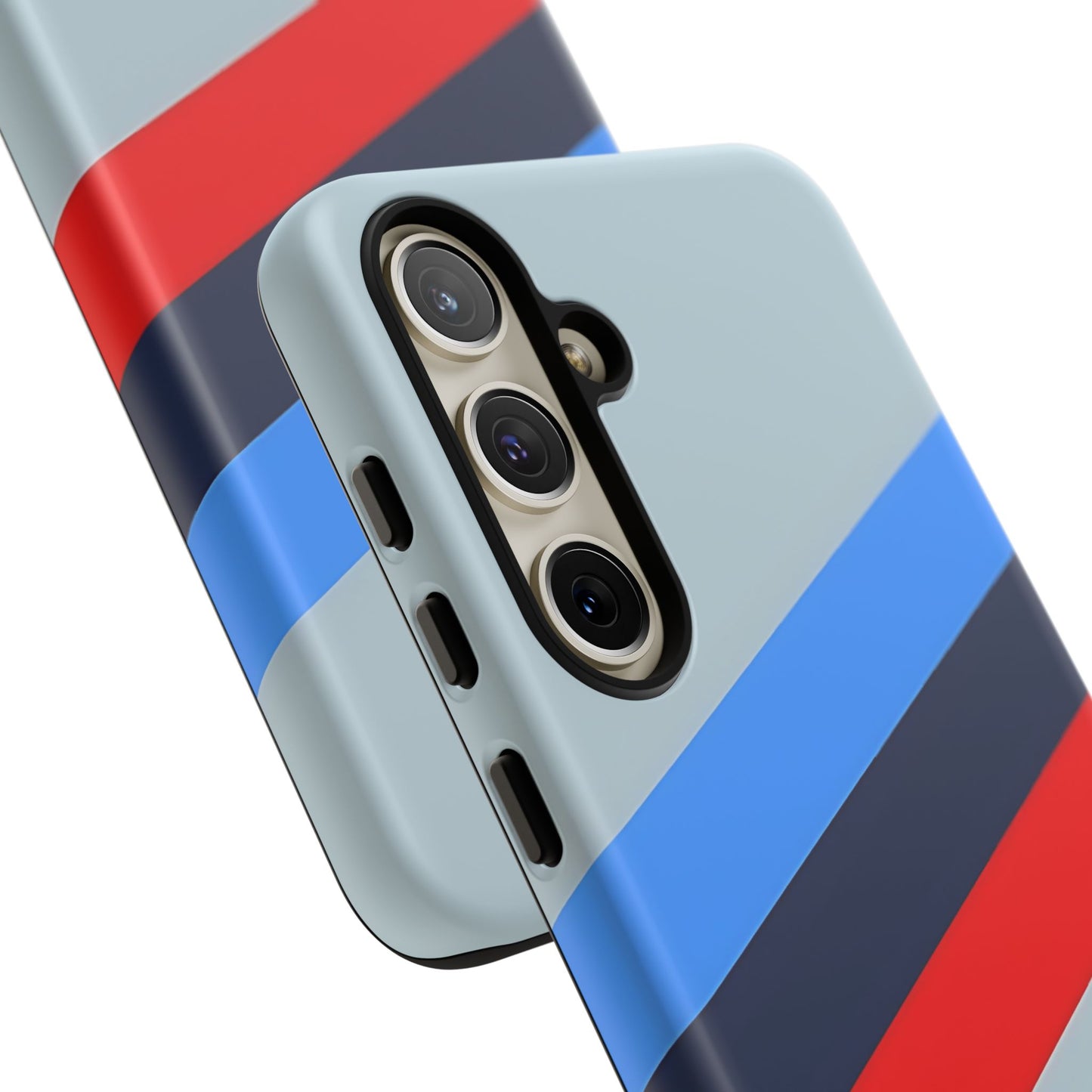 Gray Tough Case For iPhone, Samsung Galaxy and Google Pixel, Blue & Red Stripe