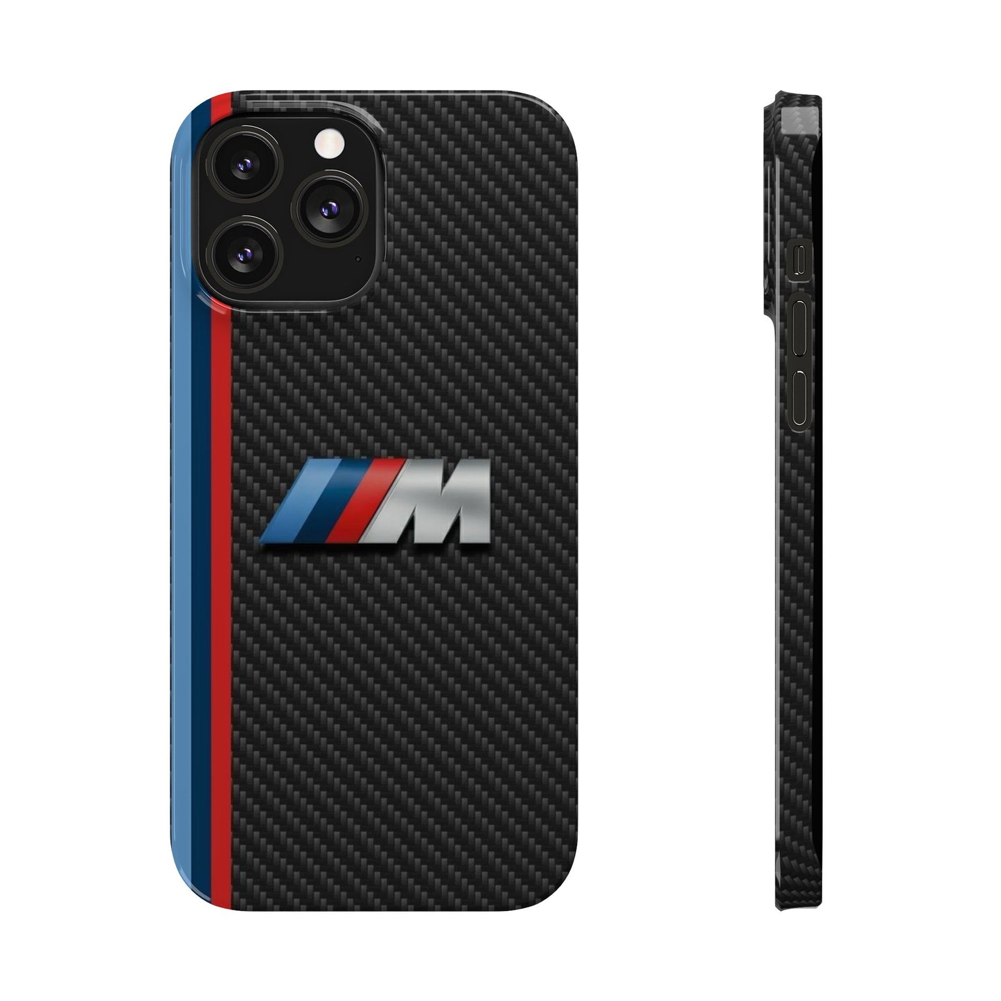 Black iPhone Slim Case, Blue And Red Stripes, BMW M Series