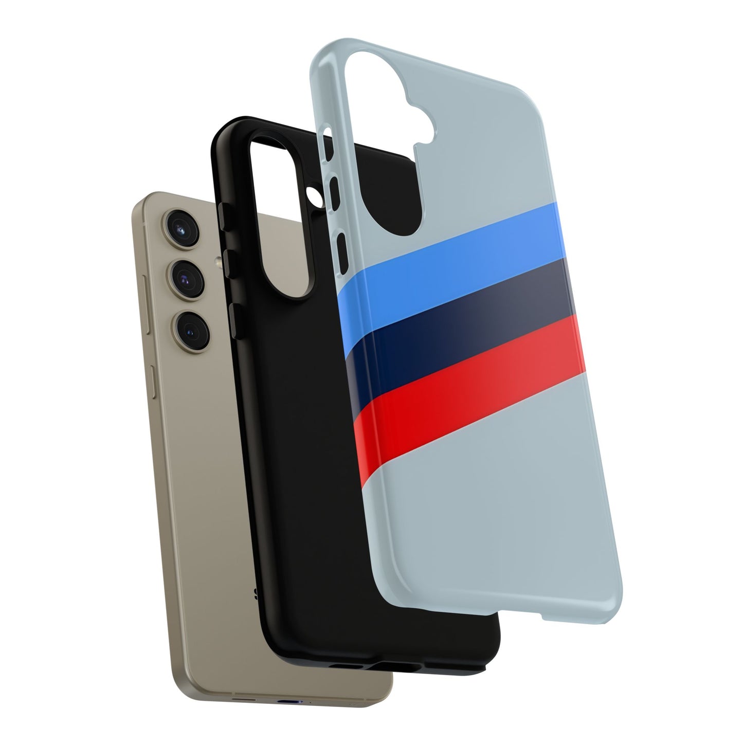 Gray Tough Case For iPhone, Samsung Galaxy and Google Pixel, Blue & Red Stripe