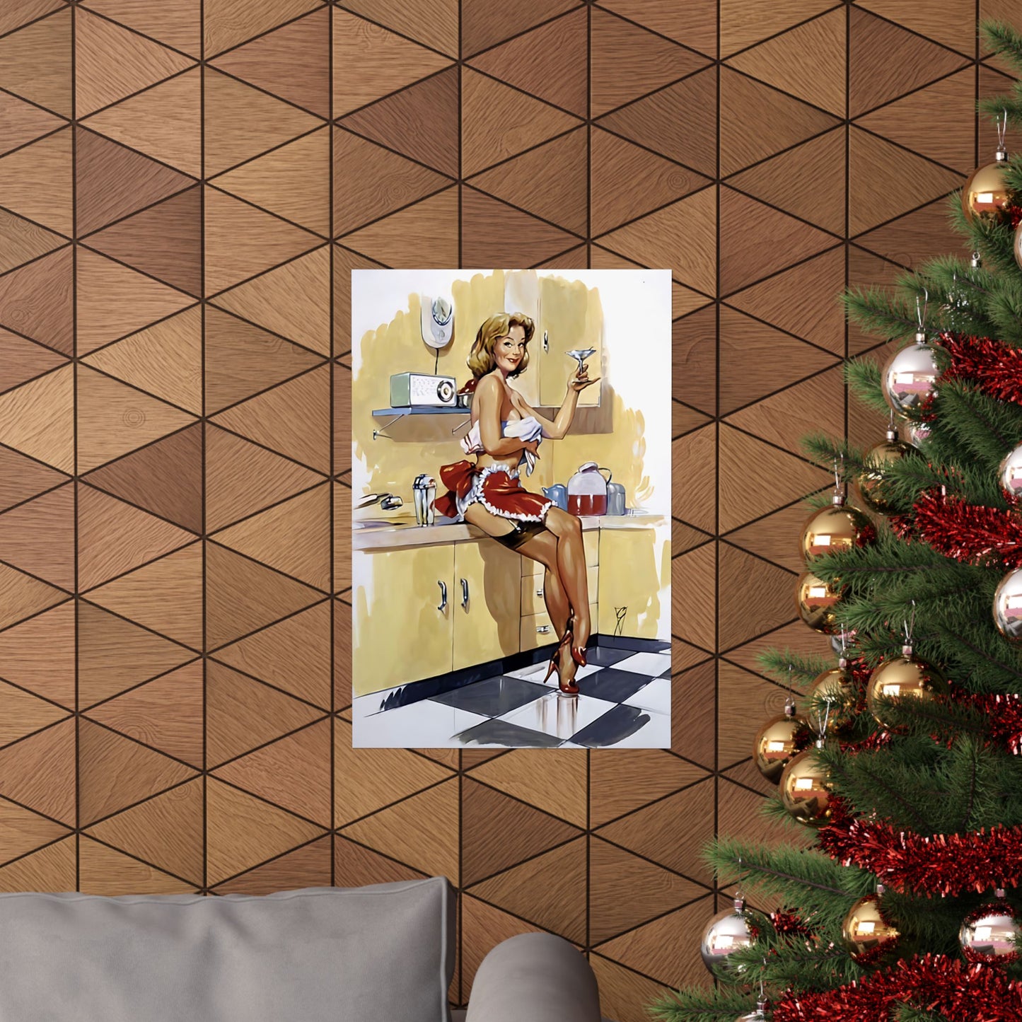 1950's Pin Up Girl Matte Vertical Posters "Martini For Lunch"