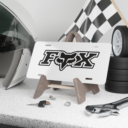 Fox Racing White Front Vanity License Plate, Motorsports Racing Inspired