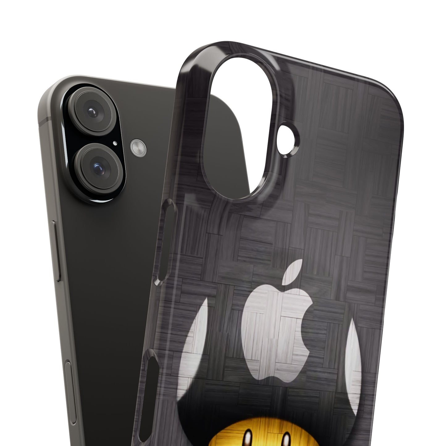 Mushroom Apple Slim Phone Case for iPhone Cute Gamer Phone Accessory, Kids Gift