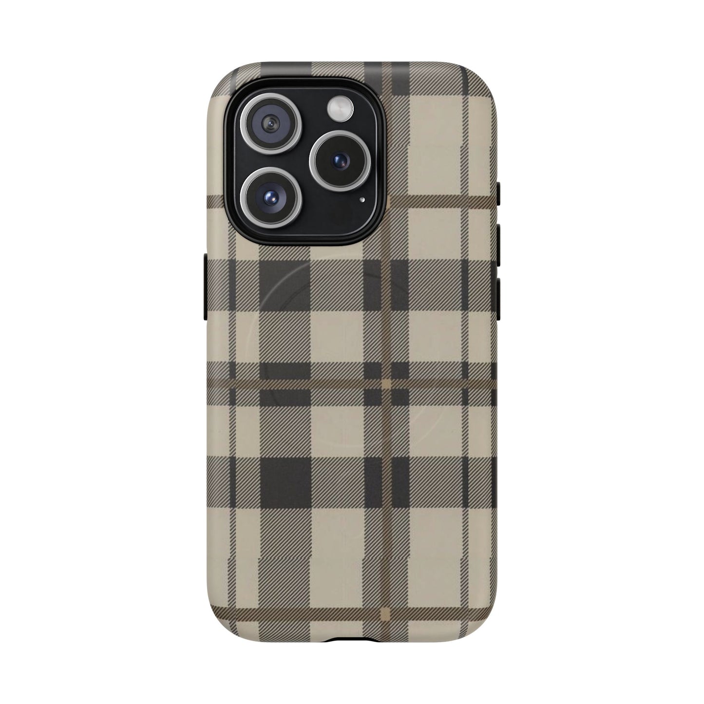 Neutral Plaid Phone Case Tough Magnetic Case | Beige Tartan Gift Idea