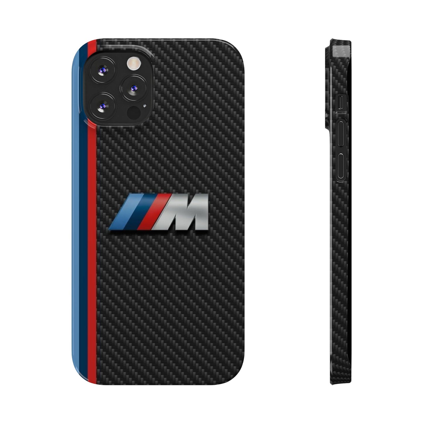 Black iPhone Slim Case, Blue And Red Stripes, BMW M Series