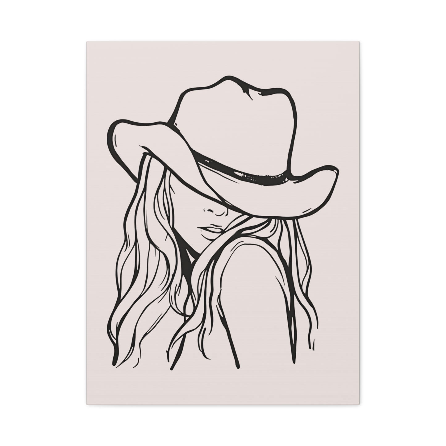 Canvas Wall Art Prints, Western Cowgirl Wall Art, Trendy Line Art