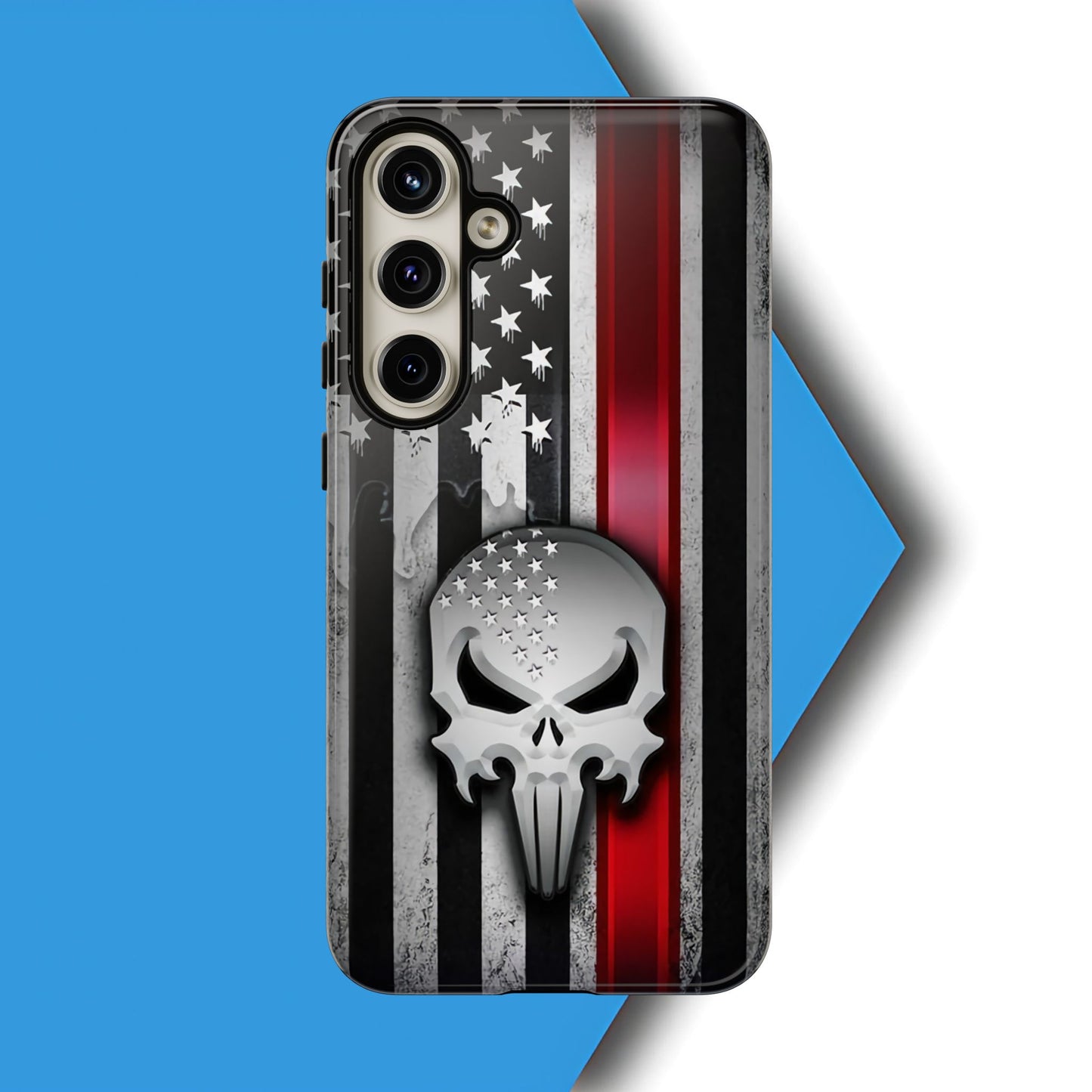 Tough Cases For iPhone, Galaxy and Pixel,  Thin Red Line, Jake Skull Design