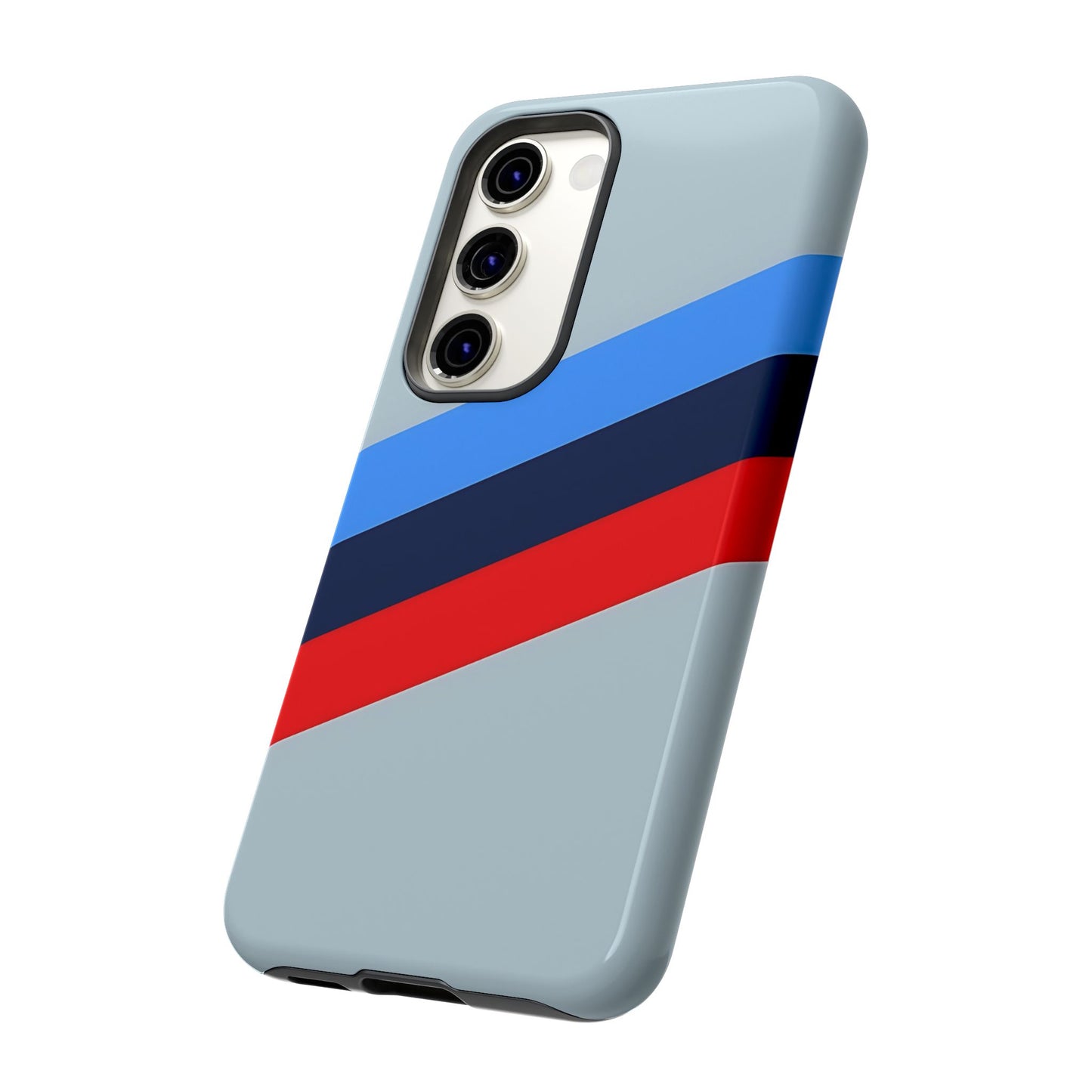 Gray Tough Case For iPhone, Samsung Galaxy and Google Pixel, Blue & Red Stripe