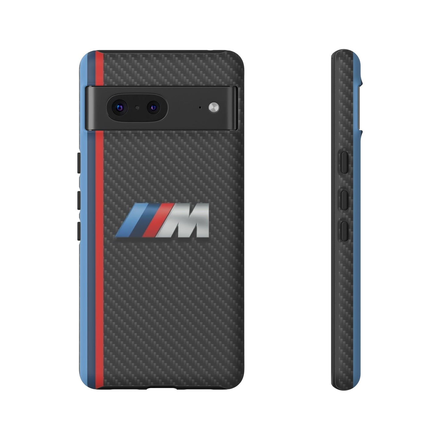 Phone Case - Black Tough Case for iPhones, Galaxy, Pixel, Blue And Red Stripes, BMW M Series